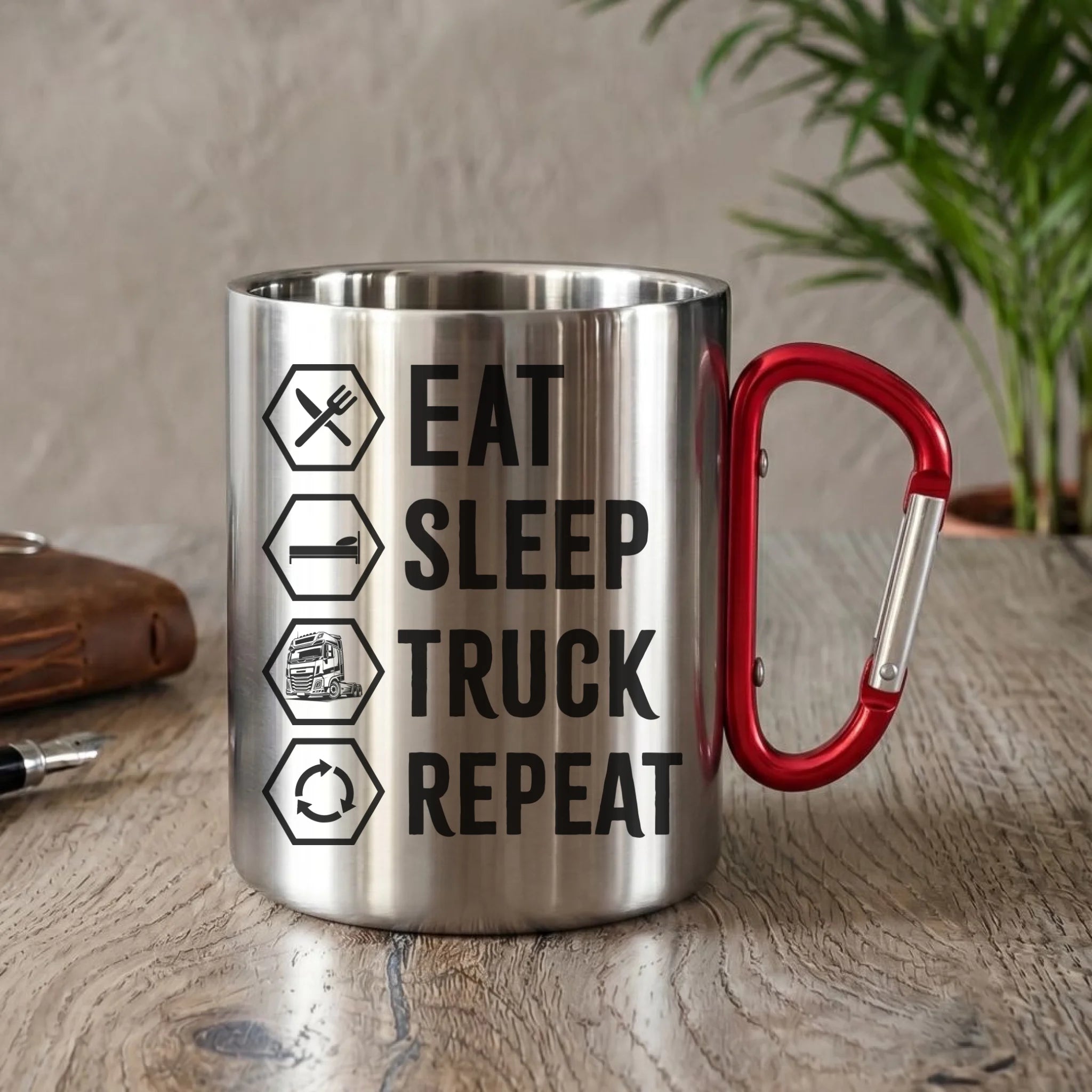 Kubek turystyczny dla kierowcy ciężarówki - Eat Sleep Truck Repeat ZKT05 - StoryCups.pl