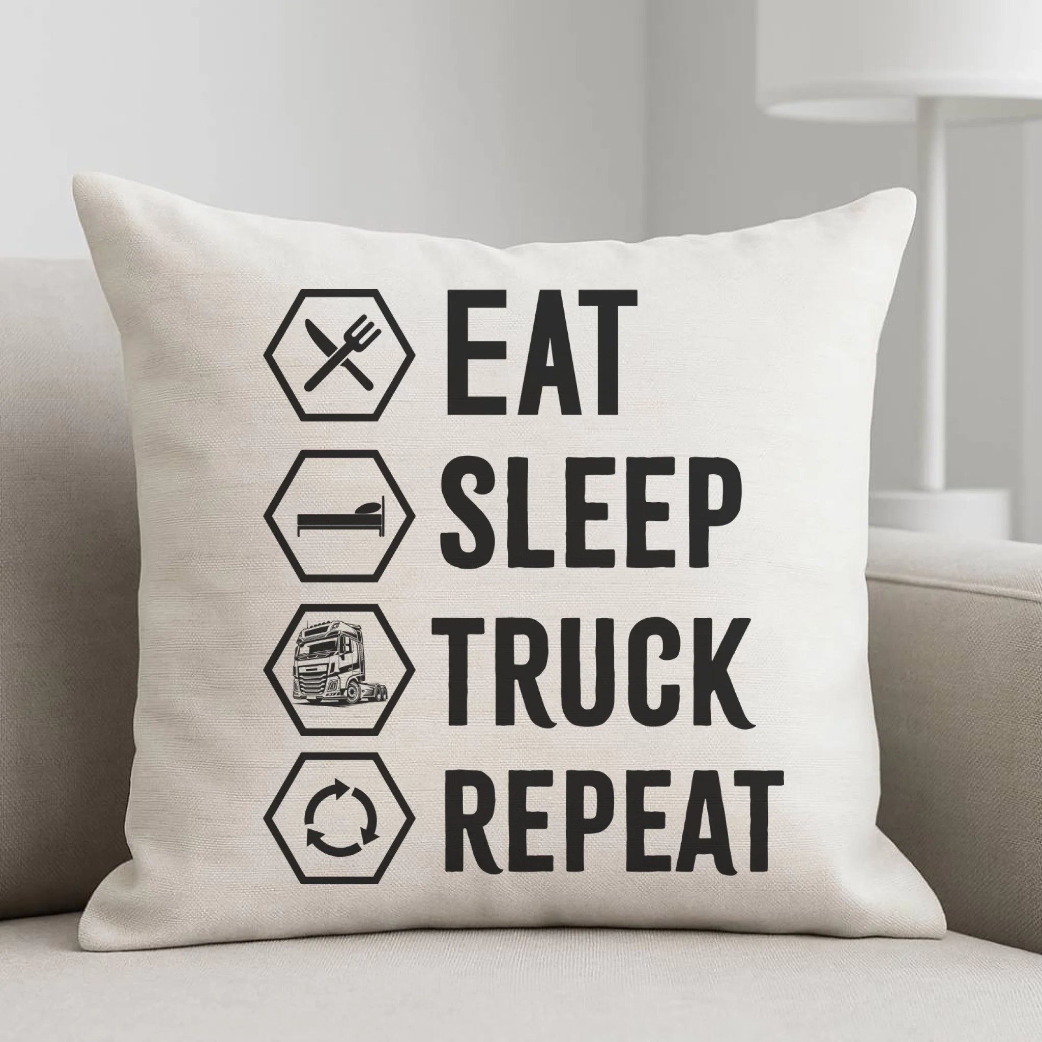 Poduszka dla kierowcy ciężarówki - Eat Sleep Truck Repeat ZKT05 - StoryCups.pl