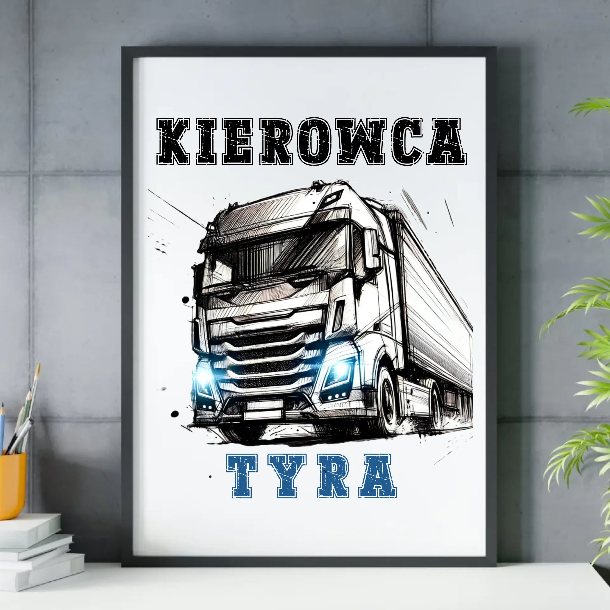 Plakat w ramie dla zawodowego kierowcy - Kierowca tyra ZKT07 - StoryCups.pl