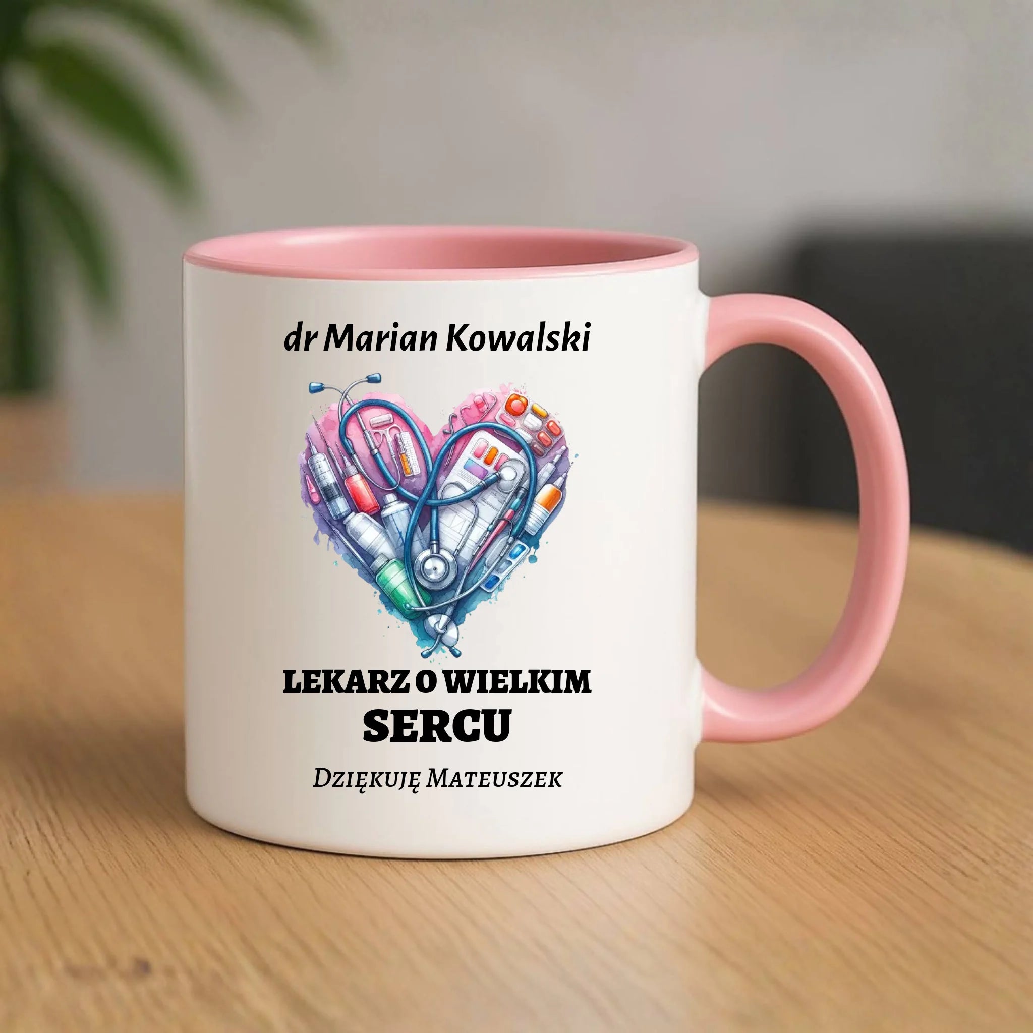 Kubek dla lekarza - Lekarz o wielkim sercu - personalizowany ZL02 - StoryCups.pl