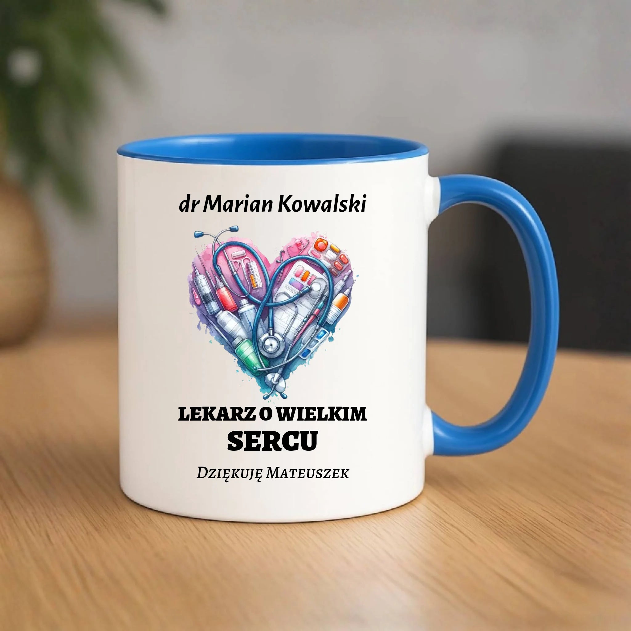 Kubek dla lekarza - Lekarz o wielkim sercu - personalizowany ZL02 - StoryCups.pl