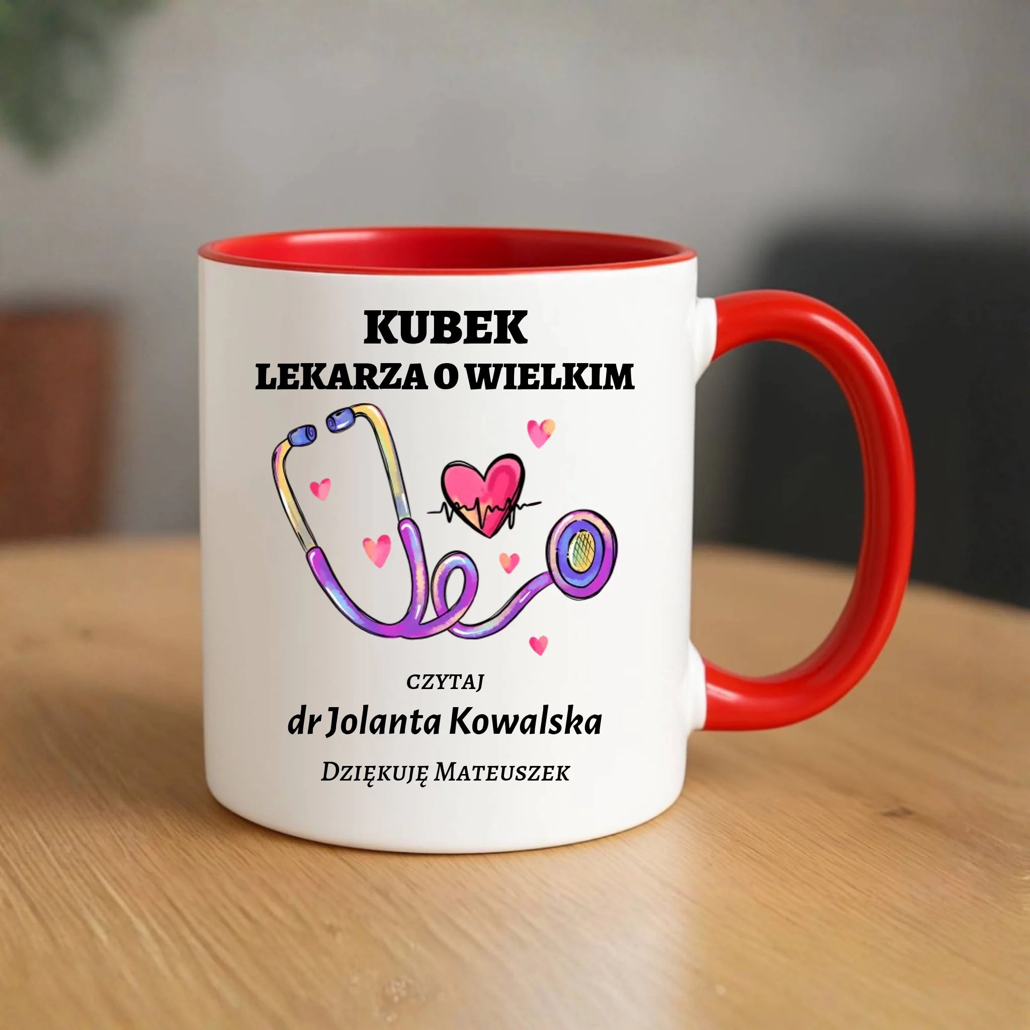 Kubek dla lekarza o wielkim sercu - Podziękowanie - personalizowany ZL03 - StoryCups.pl