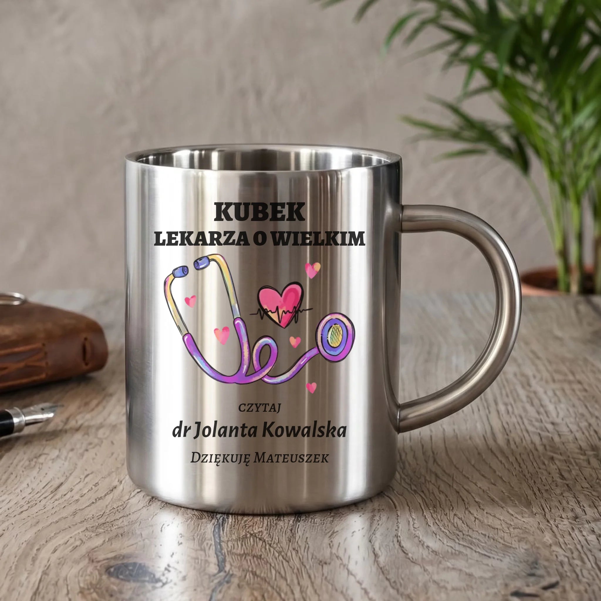 Kubek turystyczny dla lekarza o wielkim sercu - Podziękowanie - personalizowany ZL03 - StoryCups.pl