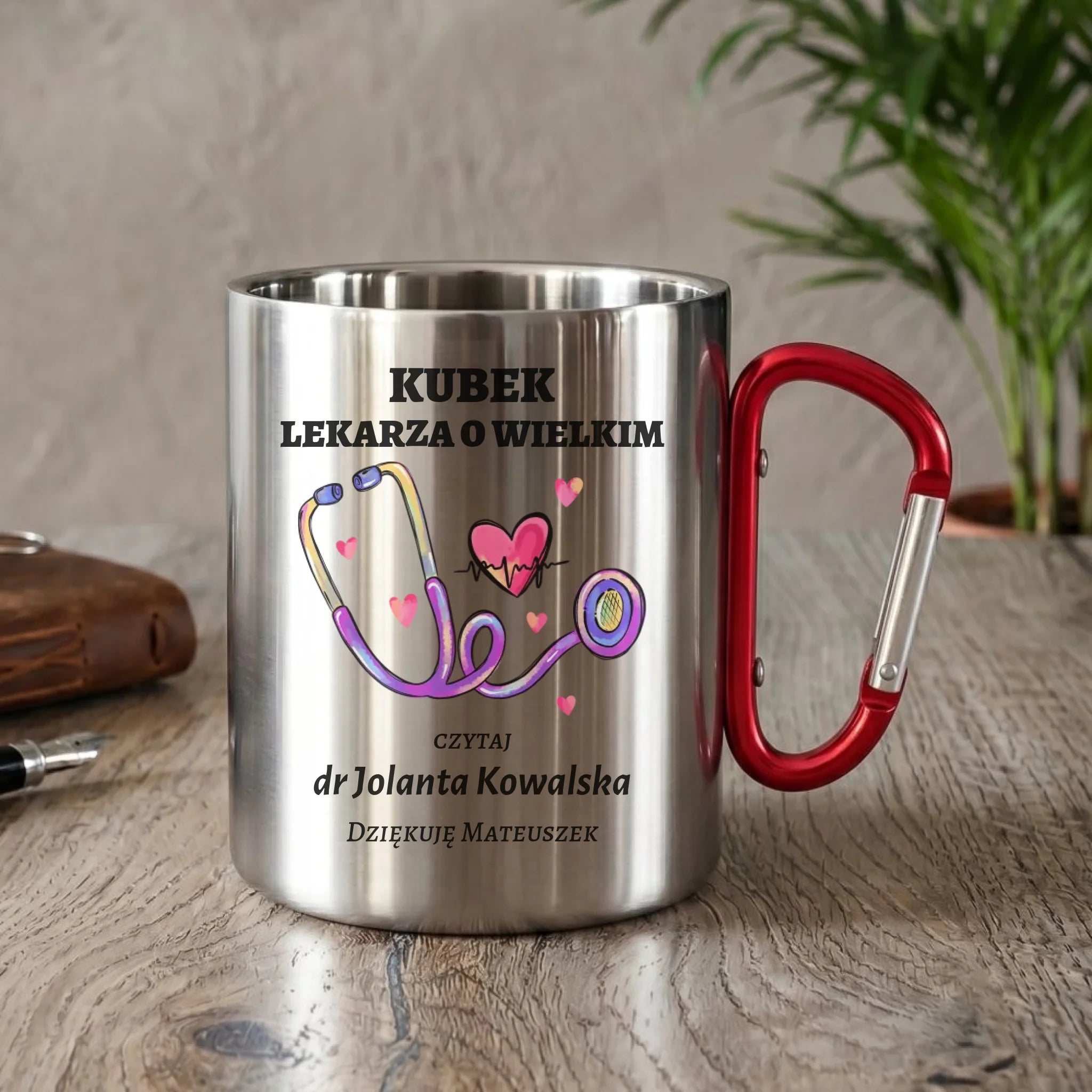 Kubek turystyczny dla lekarza o wielkim sercu - Podziękowanie - personalizowany ZL03 - StoryCups.pl