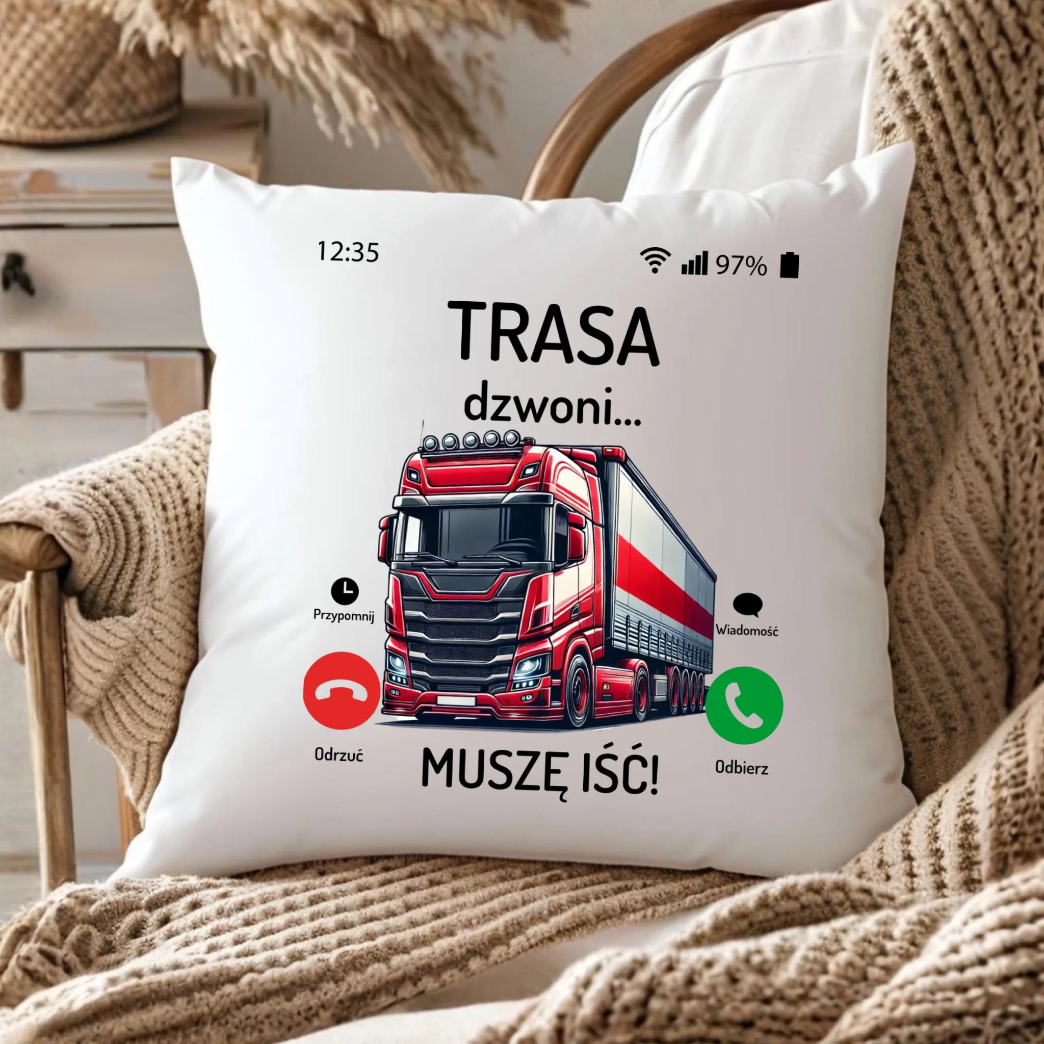 Poduszka dla zawodowego kierowcy - Trasa dzwoni muszę iść ZKT03 - StoryCups.pl