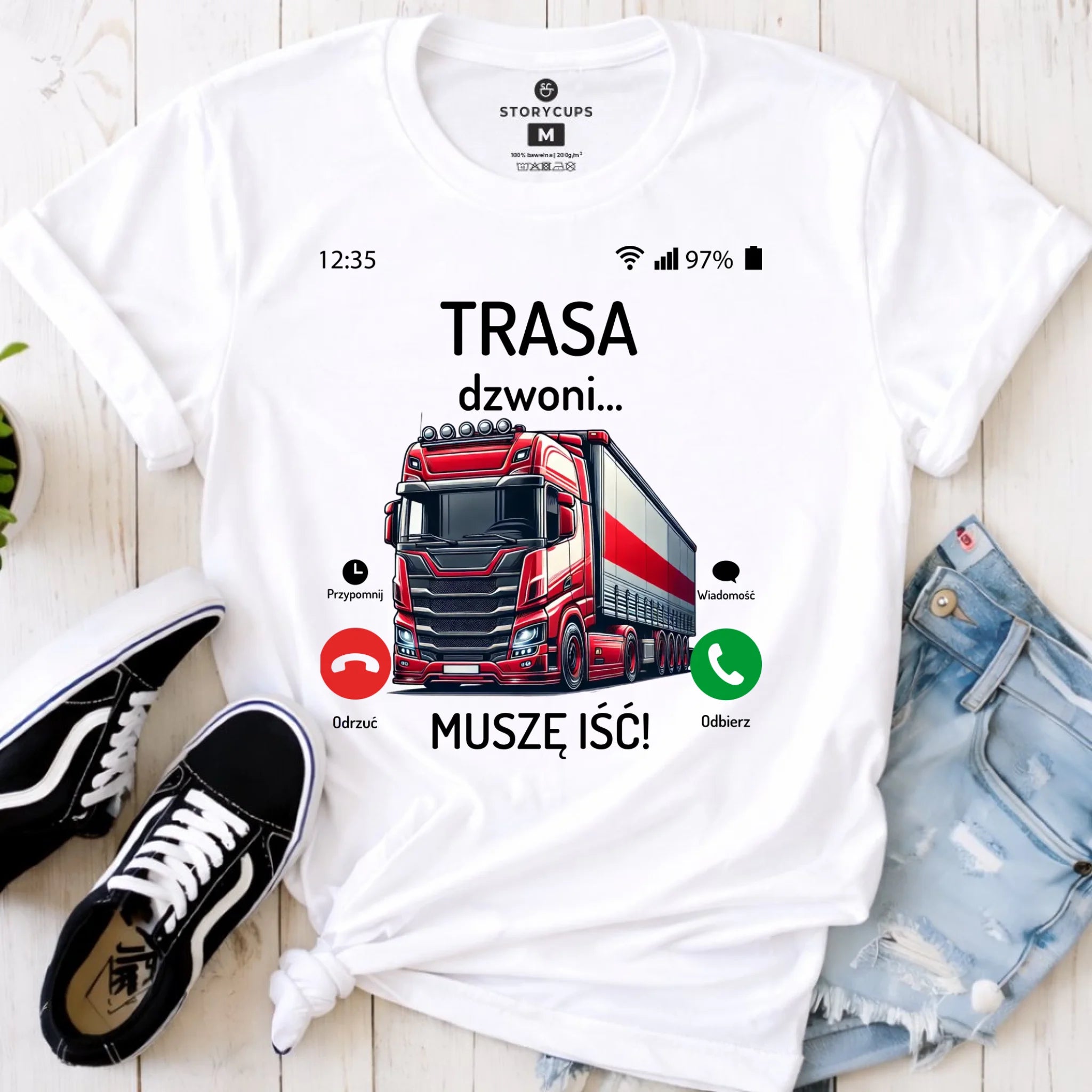 Koszulka damska dla zawodowego kierowcy - Trasa dzwoni muszę iść ZKT03 - StoryCups.pl