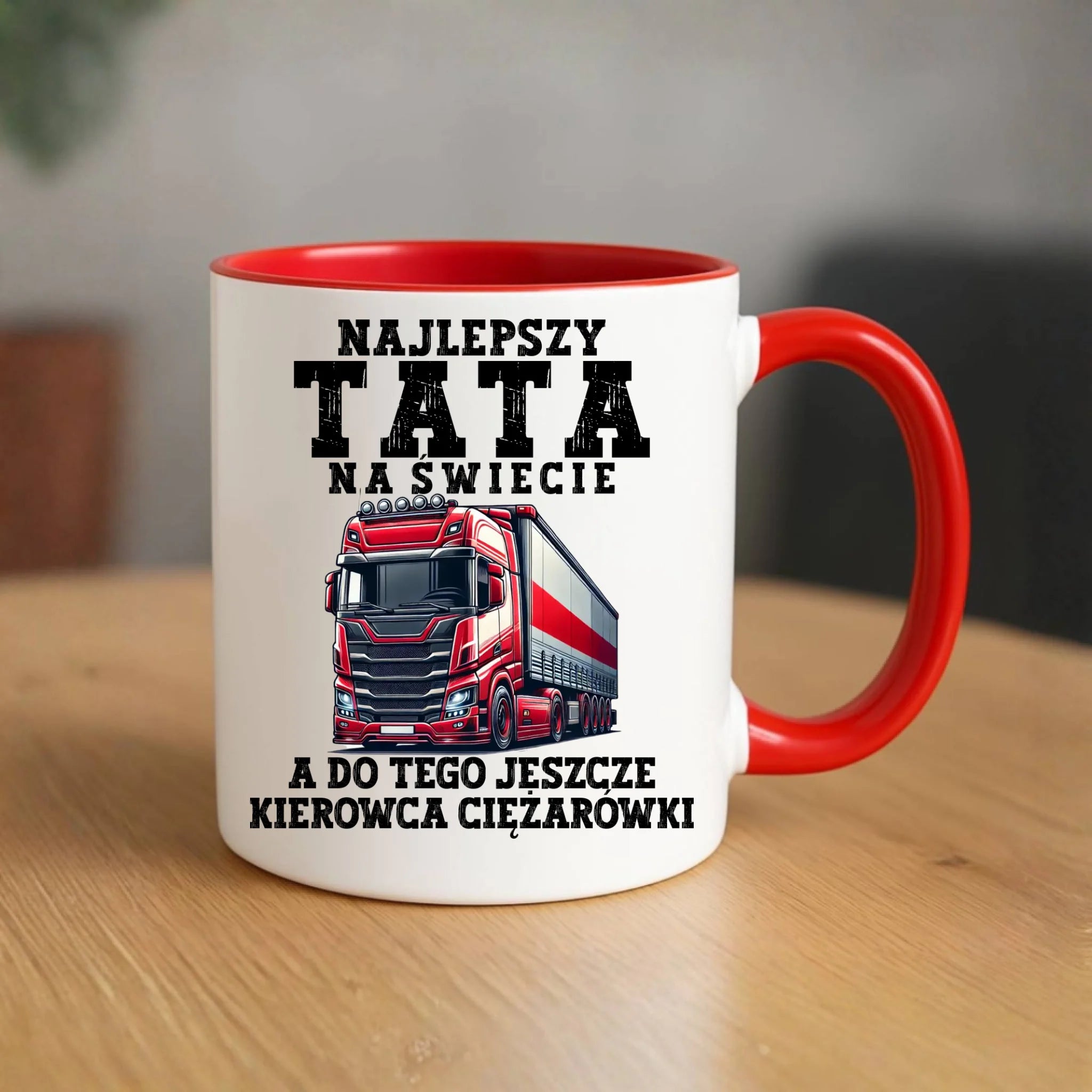 Kubek dla taty - Najlepszy tata, a do tego kierowca ciężarówki DT84 - StoryCups.pl