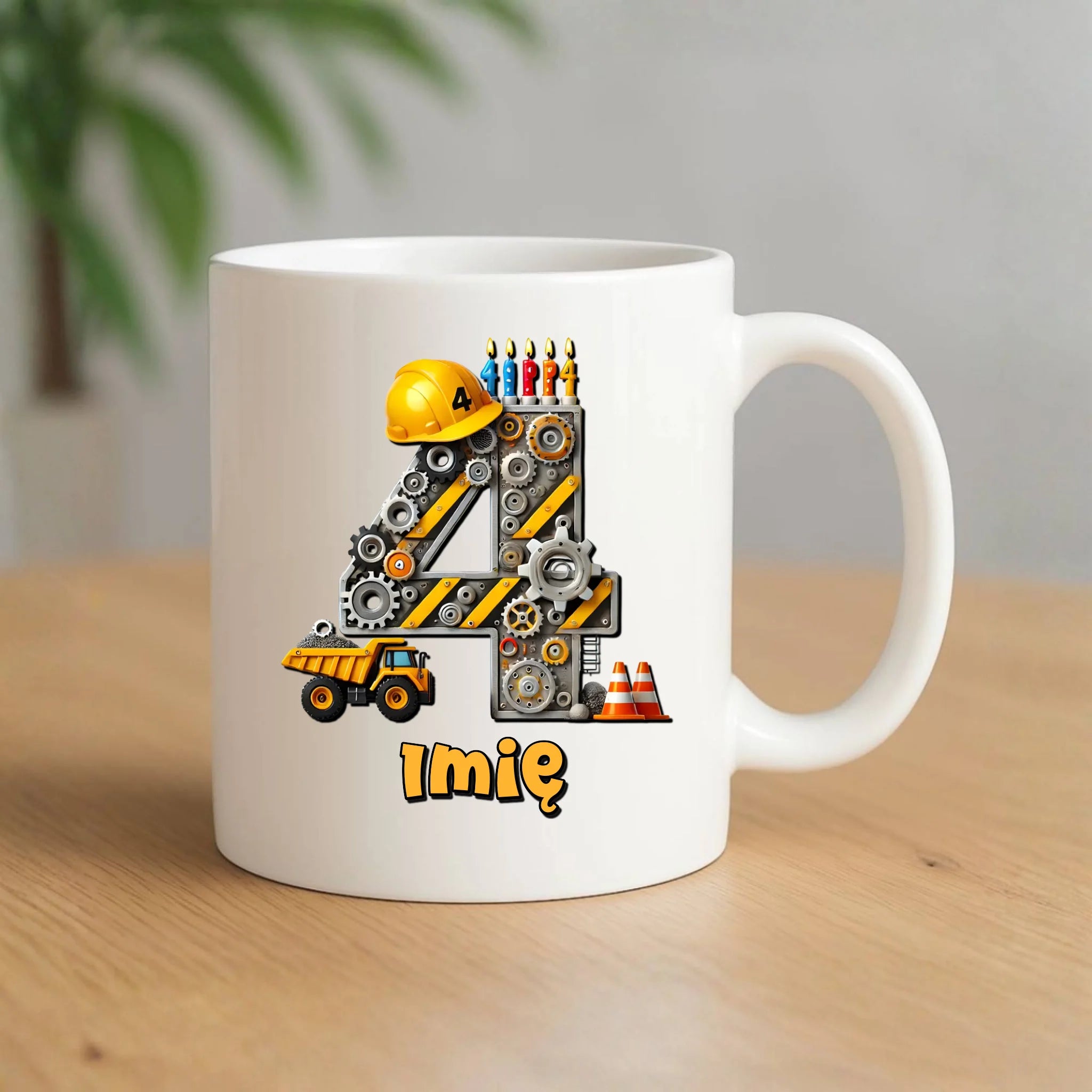 Koparka, konstrukcja | Kubek na 4. urodziny dla chłopca U38 - StoryCups.pl