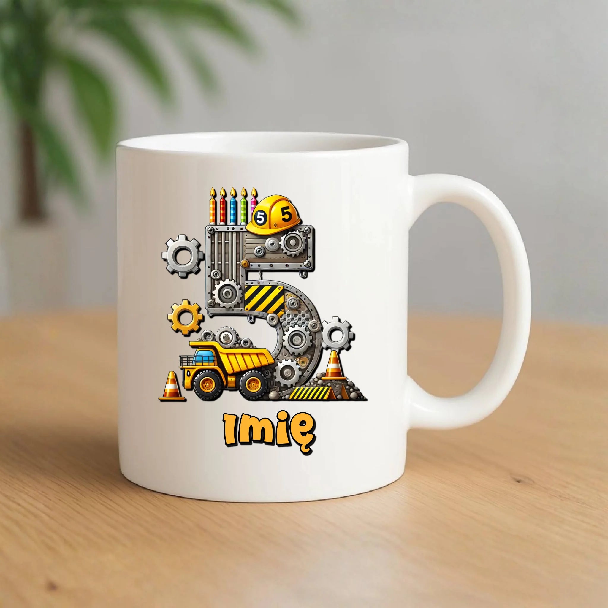 Koparka, konstrukcja | Kubek na 5. urodziny dla chłopca U39 - StoryCups.pl