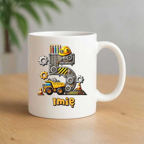 Koparka, konstrukcja | Kubek na 5. urodziny dla chłopca U39 - StoryCups.pl