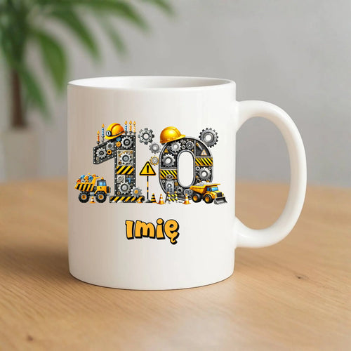 Koparka, konstrukcja | Kubek na 10. urodziny dla chłopca U44 - StoryCups.pl