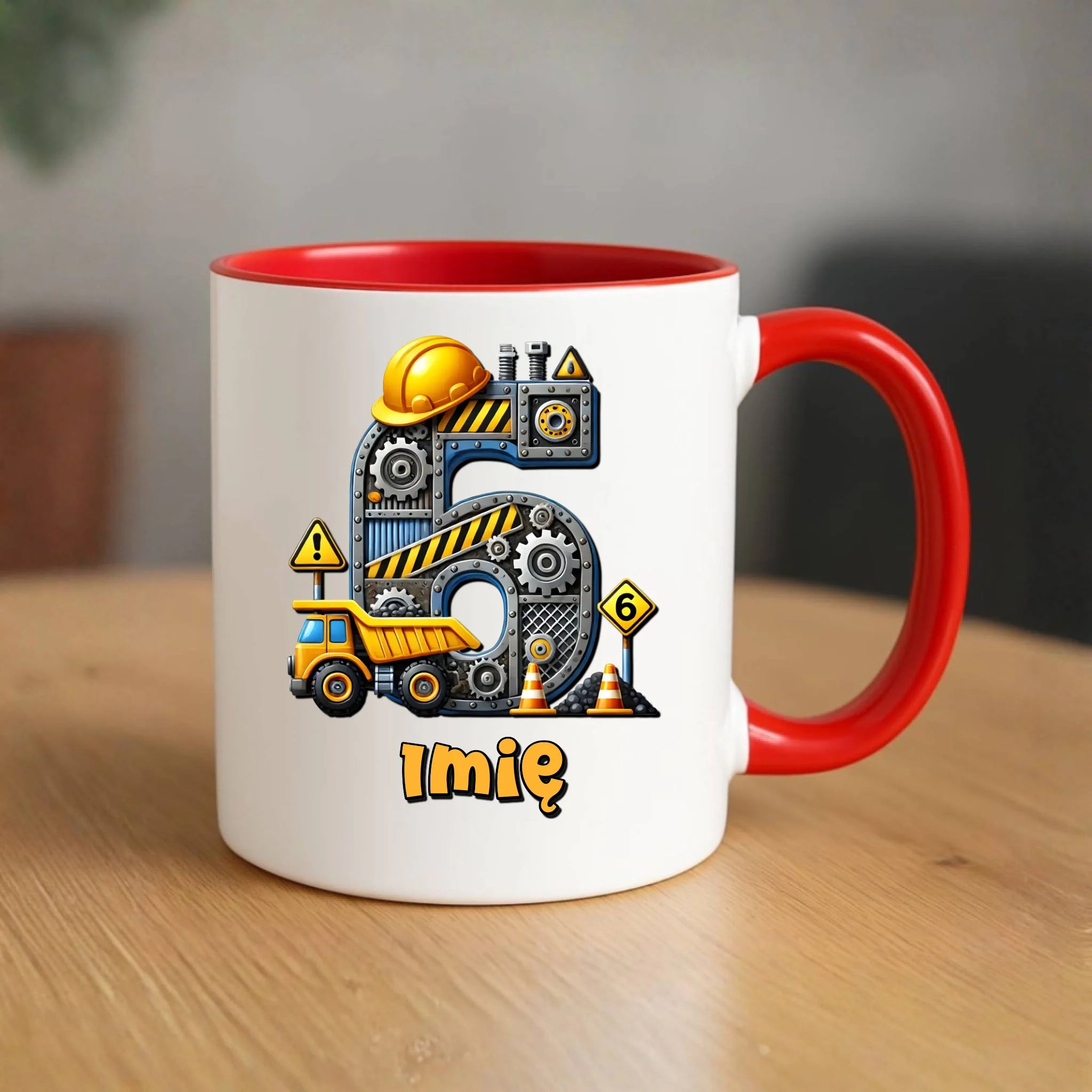 Koparka, konstrukcja | Kubek na 6. urodziny dla chłopca U40 - StoryCups.pl
