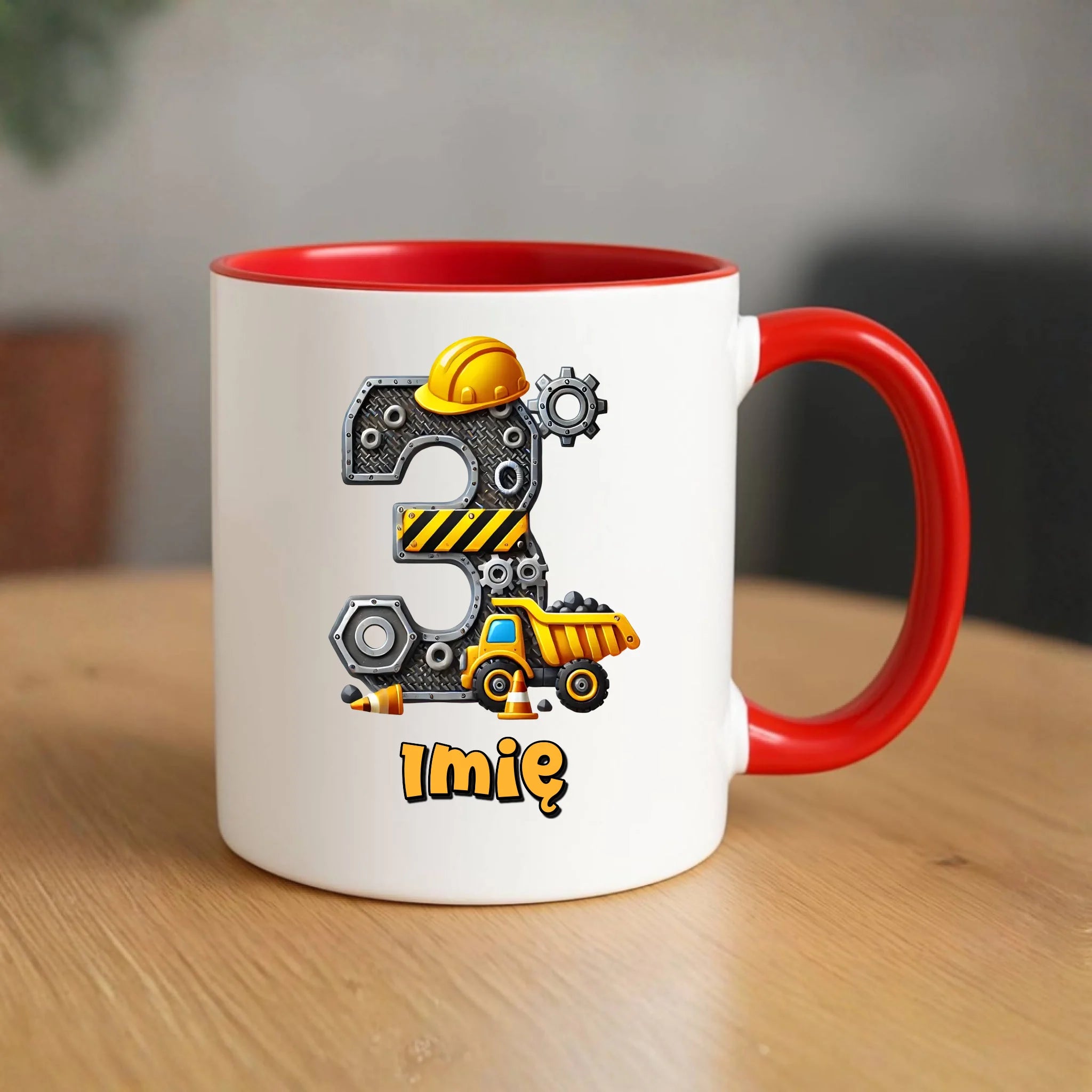Koparka, konstrukcja | Kubek na 3. urodziny dla chłopca U37 - StoryCups.pl