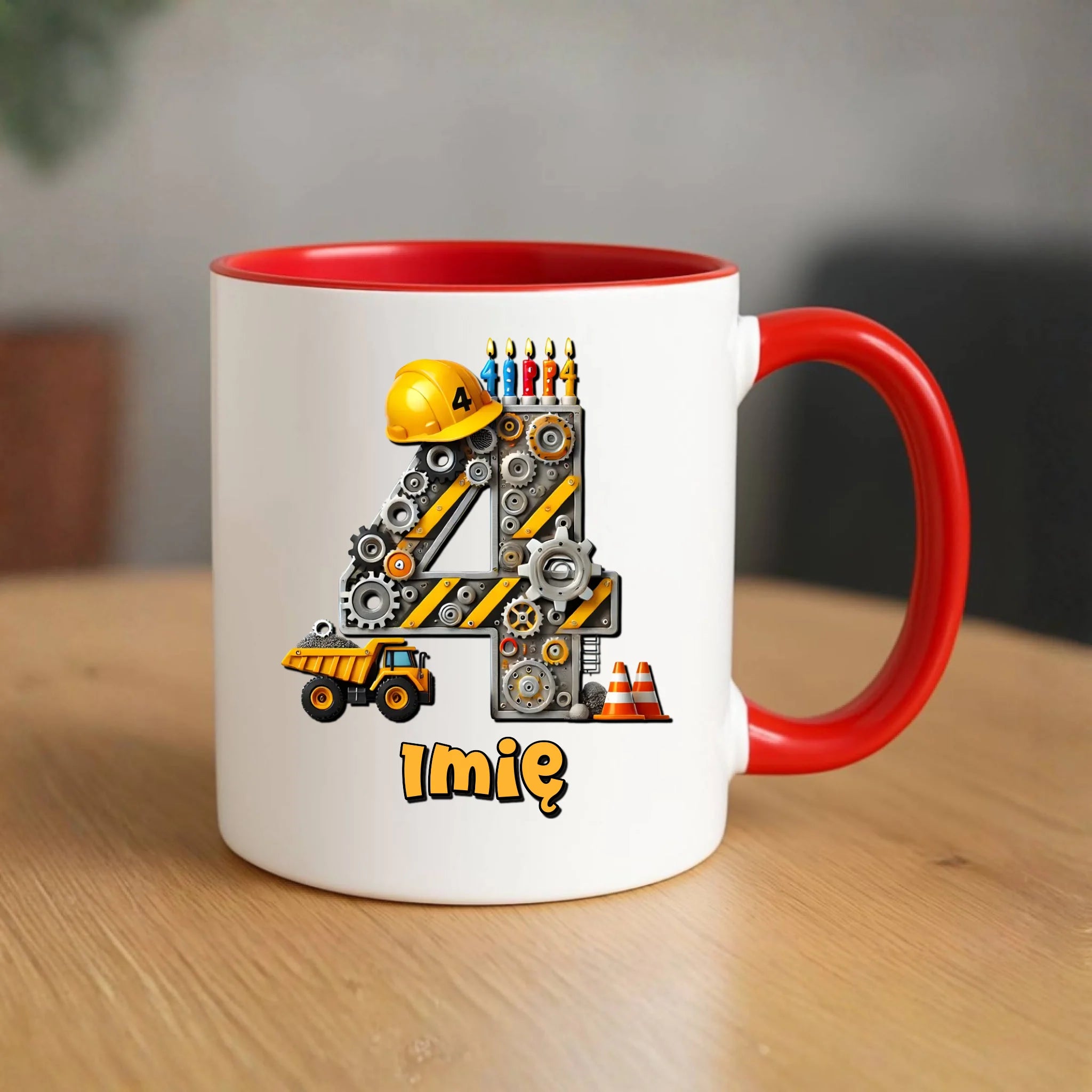 Koparka, konstrukcja | Kubek na 4. urodziny dla chłopca U38 - StoryCups.pl