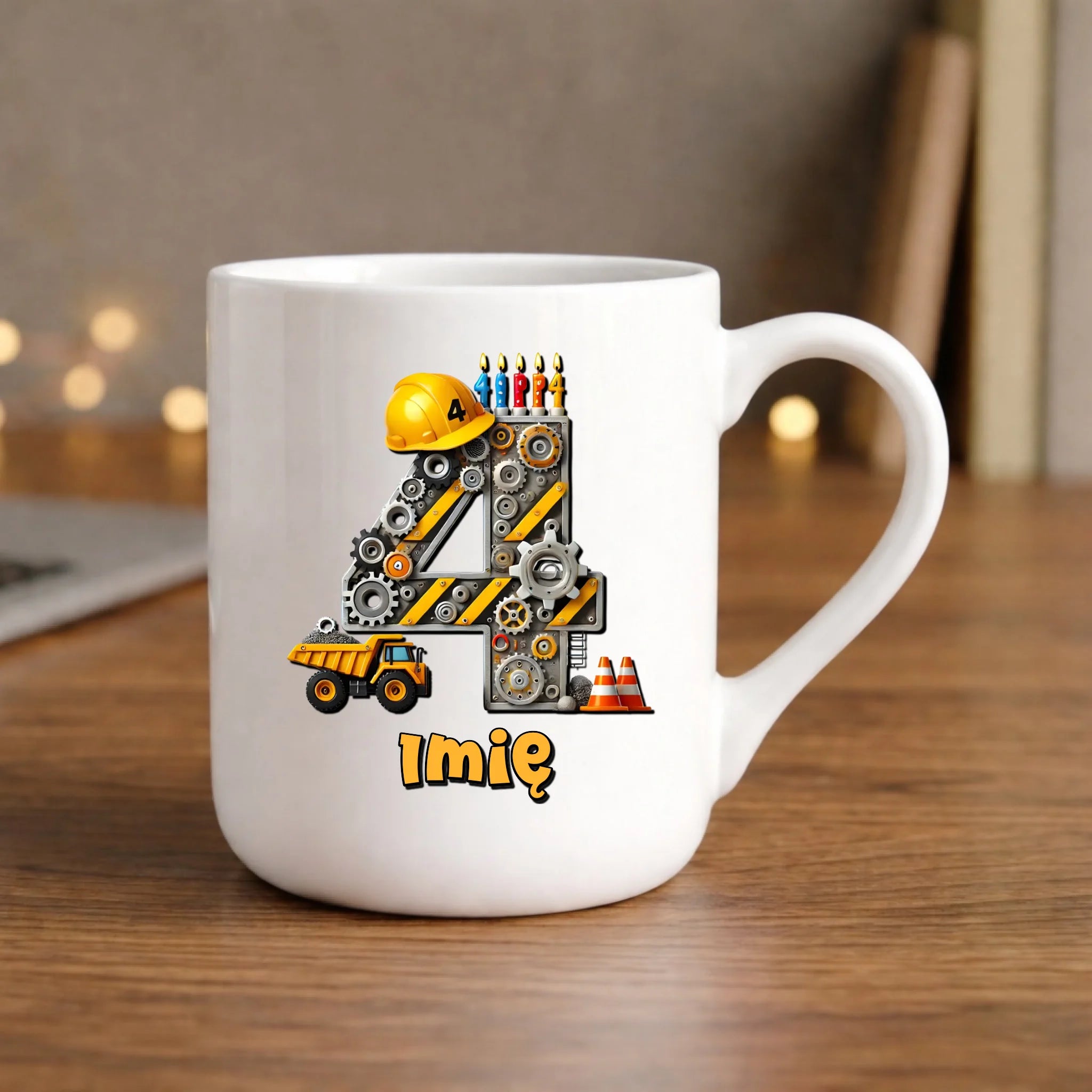 Koparka, konstrukcja | Kubek na 4. urodziny dla chłopca U38 - StoryCups.pl