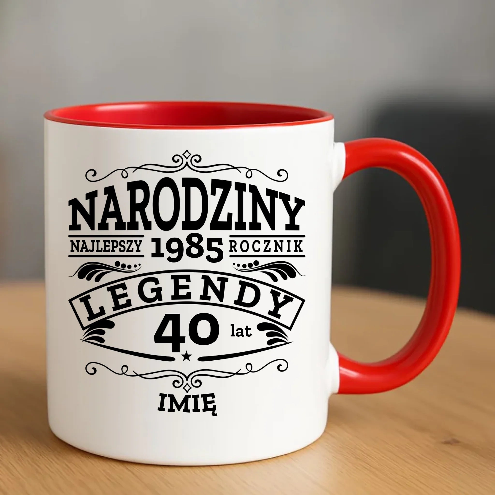 Urodzinowy czerwony kubek z nadrukiem prezent na URODZINY