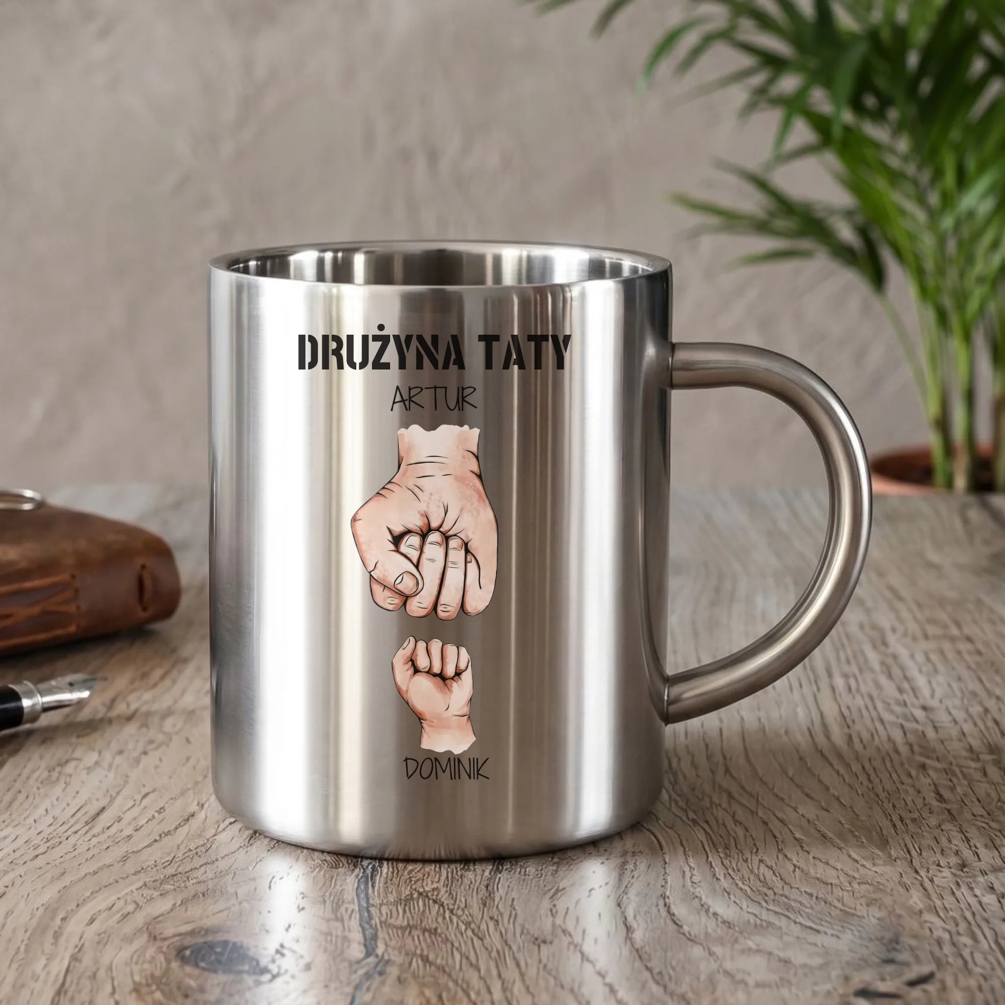 Kubek turystyczny dla taty - Drużyna taty 1-6 imion dzieci - personalizowany DT01 - StoryCups.pl