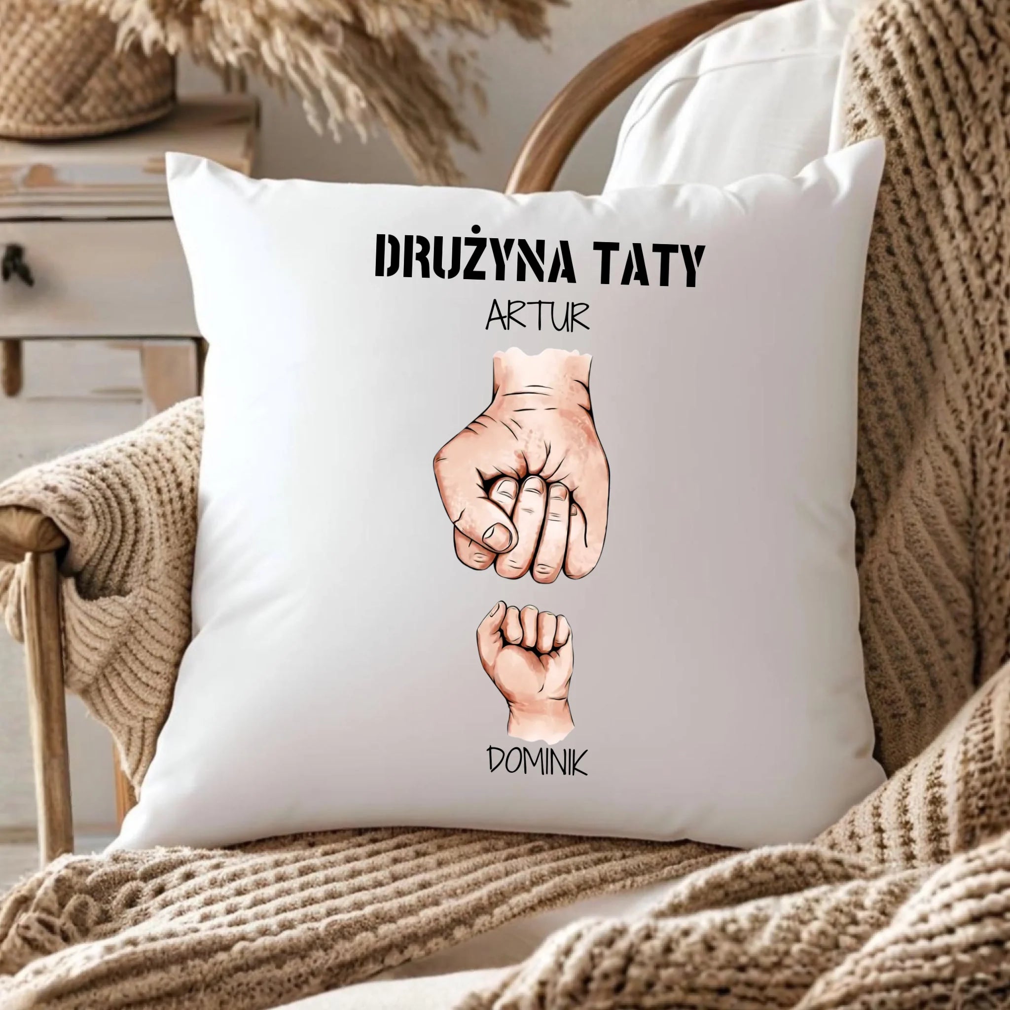 Poduszka dla taty - Drużyna taty 1-6 imion dzieci - personalizowana DT01 - StoryCups.pl