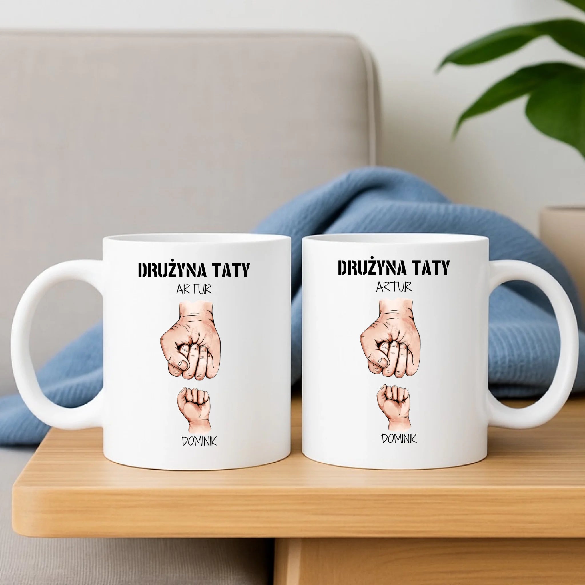 Kubek dla taty - Drużyna taty 1-6 imion dzieci - personalizowany DT01 - StoryCups.pl
