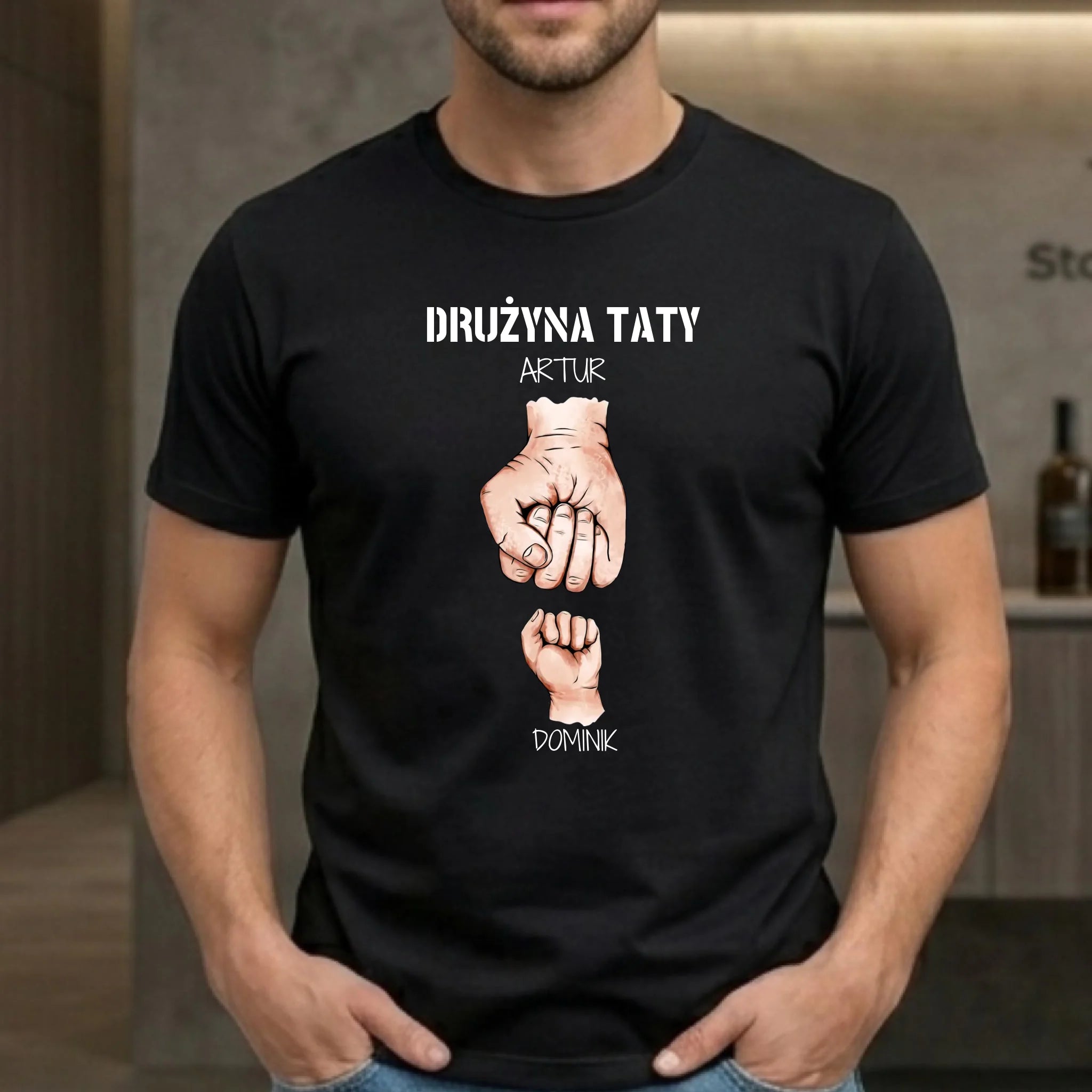 Koszulka dla taty - Drużyna taty 1-6 imion dzieci - personalizowana DT01 - StoryCups.pl