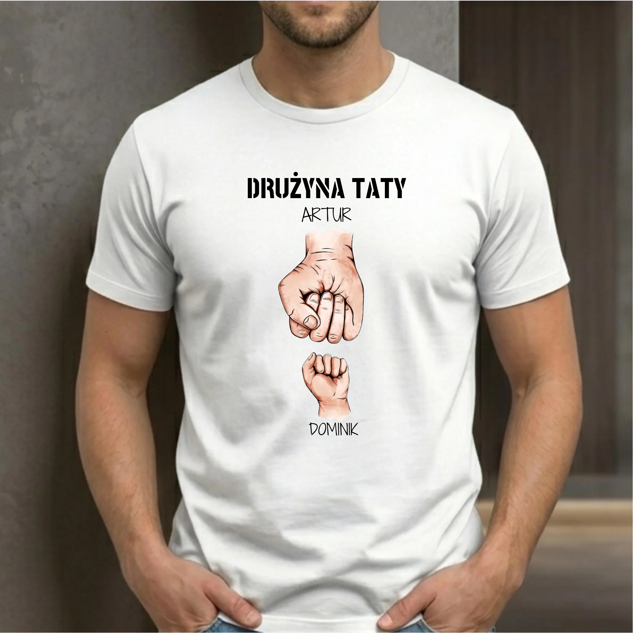 Koszulka dla taty - Drużyna taty 1-6 imion dzieci - personalizowana DT01 - StoryCups.pl