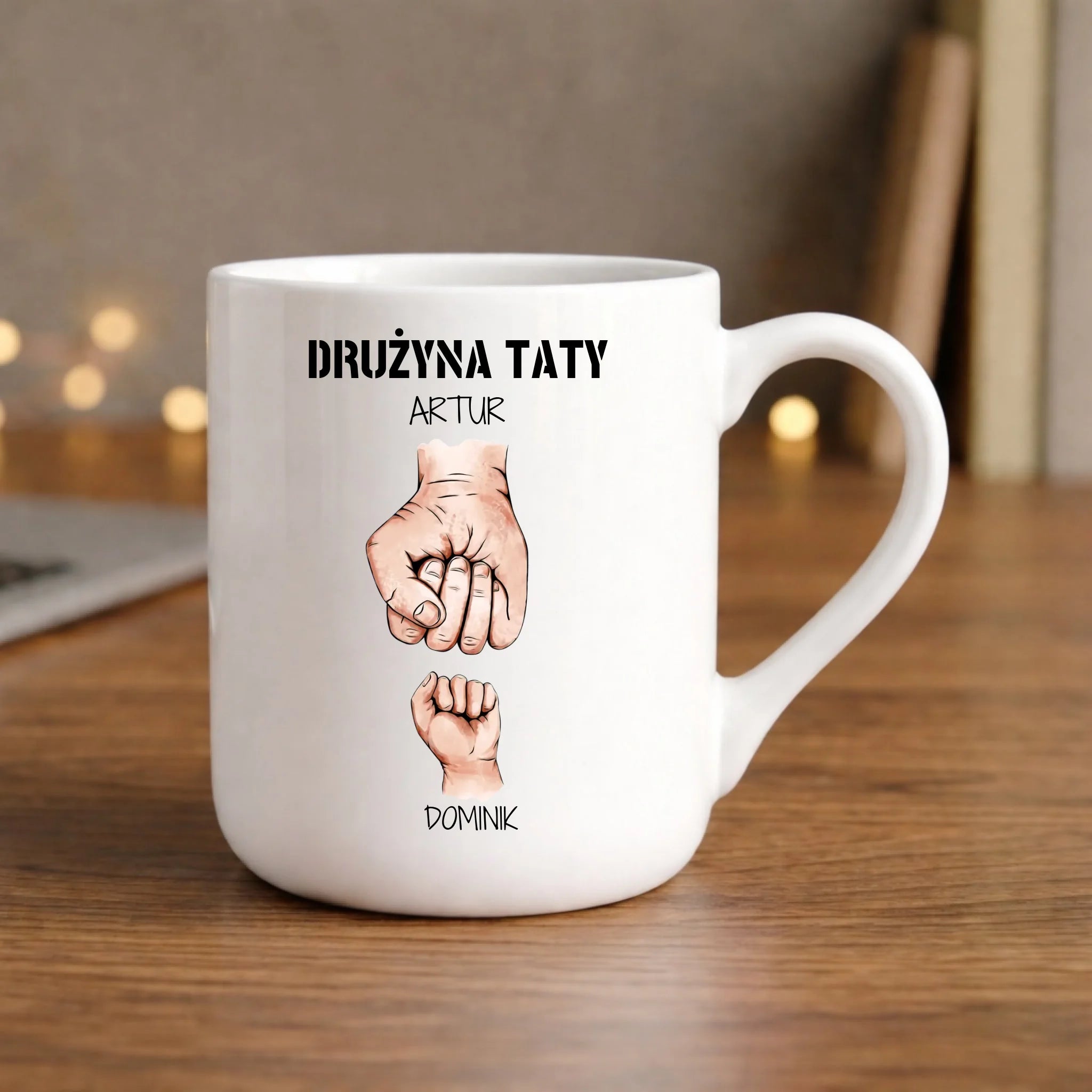 Kubek elegant dla taty - Drużyna taty 1-6 imion dzieci - personalizowany DT01 - StoryCups.pl