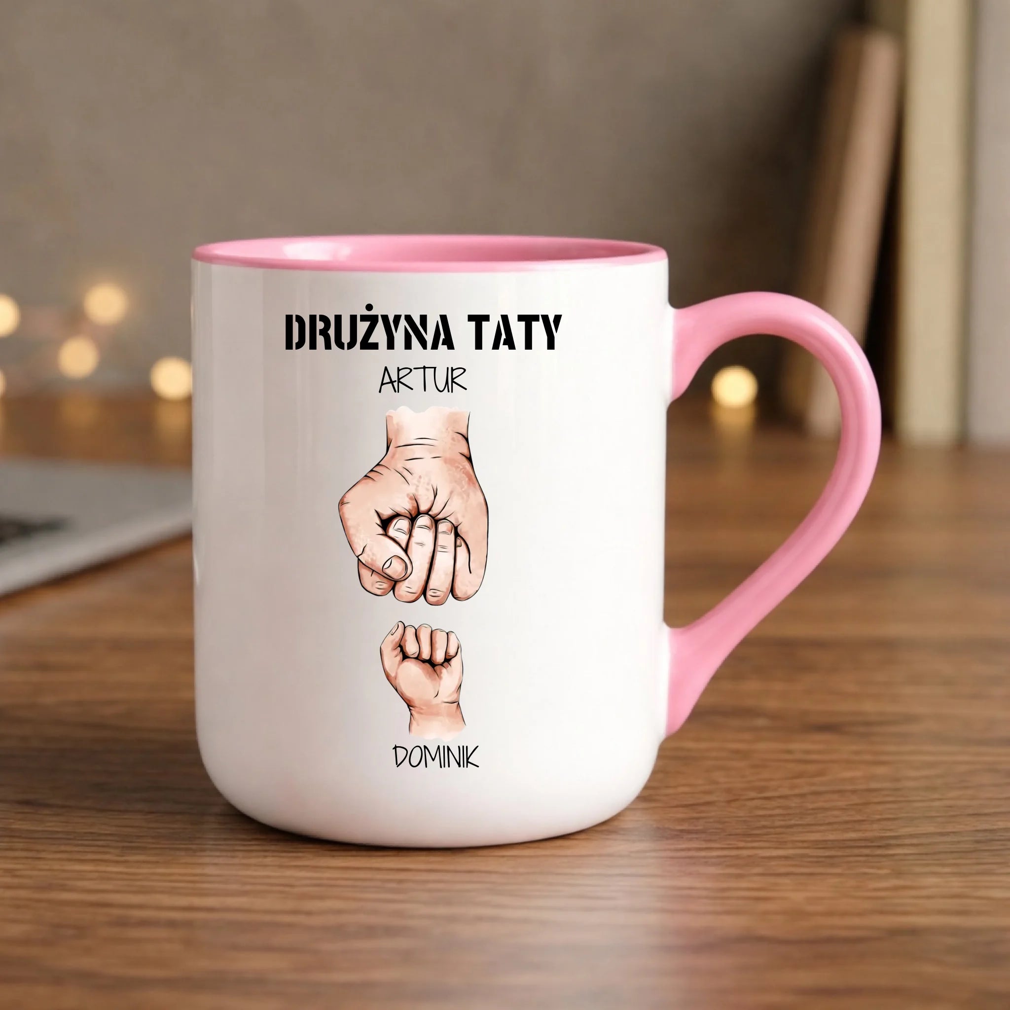 Kubek elegant dla taty - Drużyna taty 1-6 imion dzieci - personalizowany DT01 - StoryCups.pl