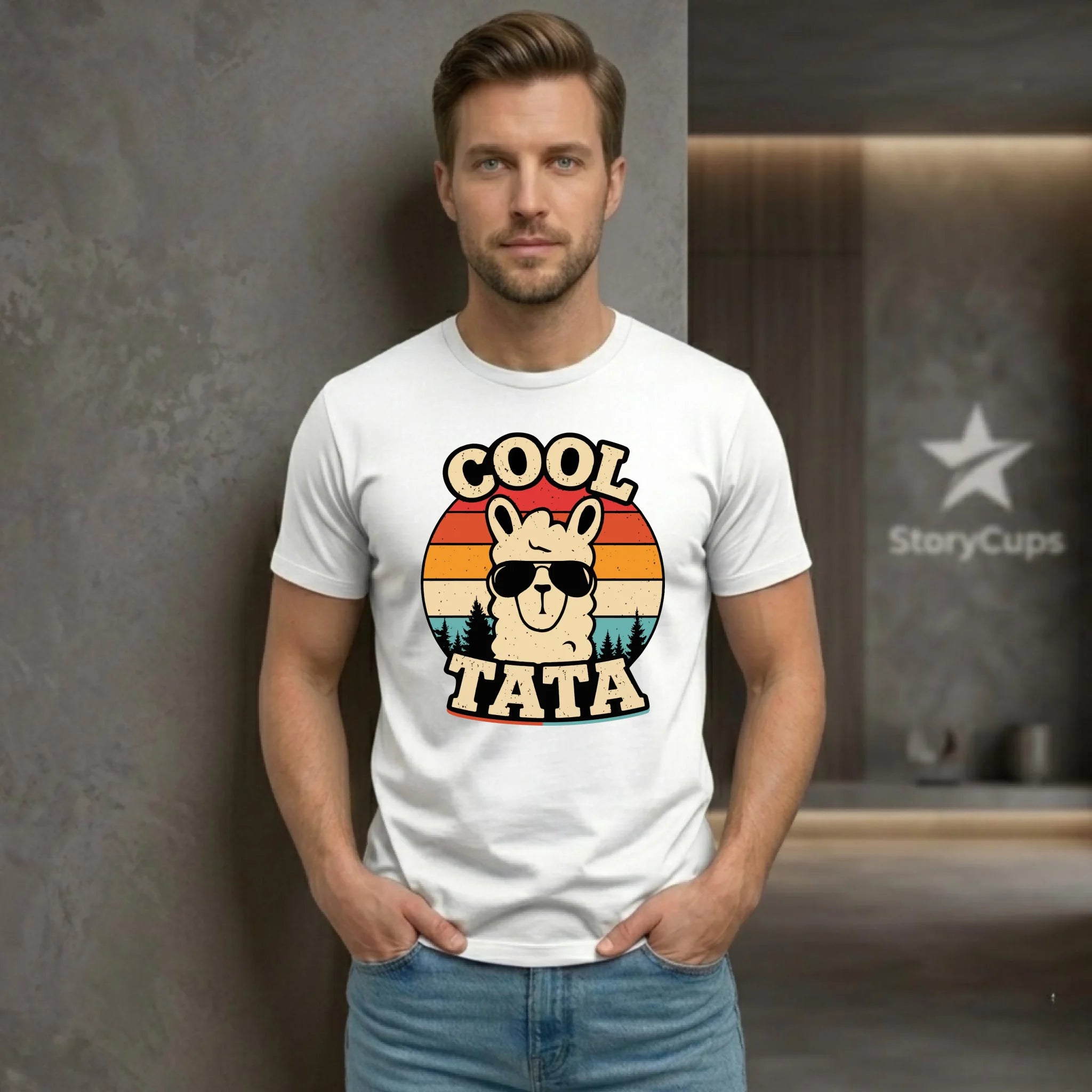 Koszulka dla taty - Lama w okularach Cool tata DT04 - StoryCups.pl