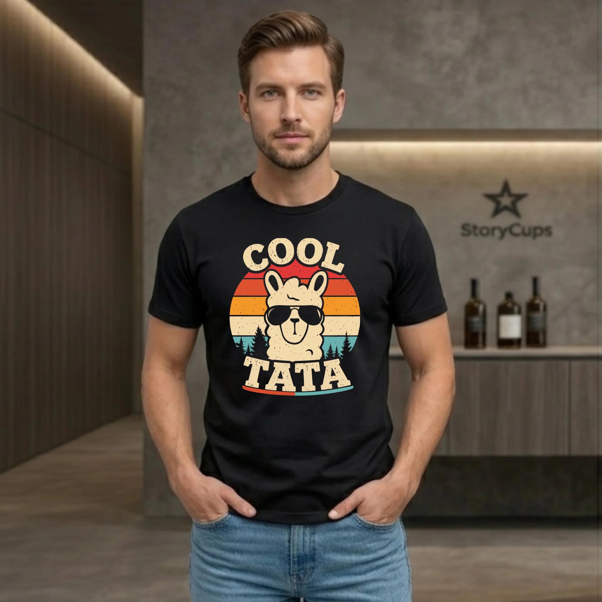 Koszulka dla taty - Lama w okularach Cool tata DT04 - StoryCups.pl