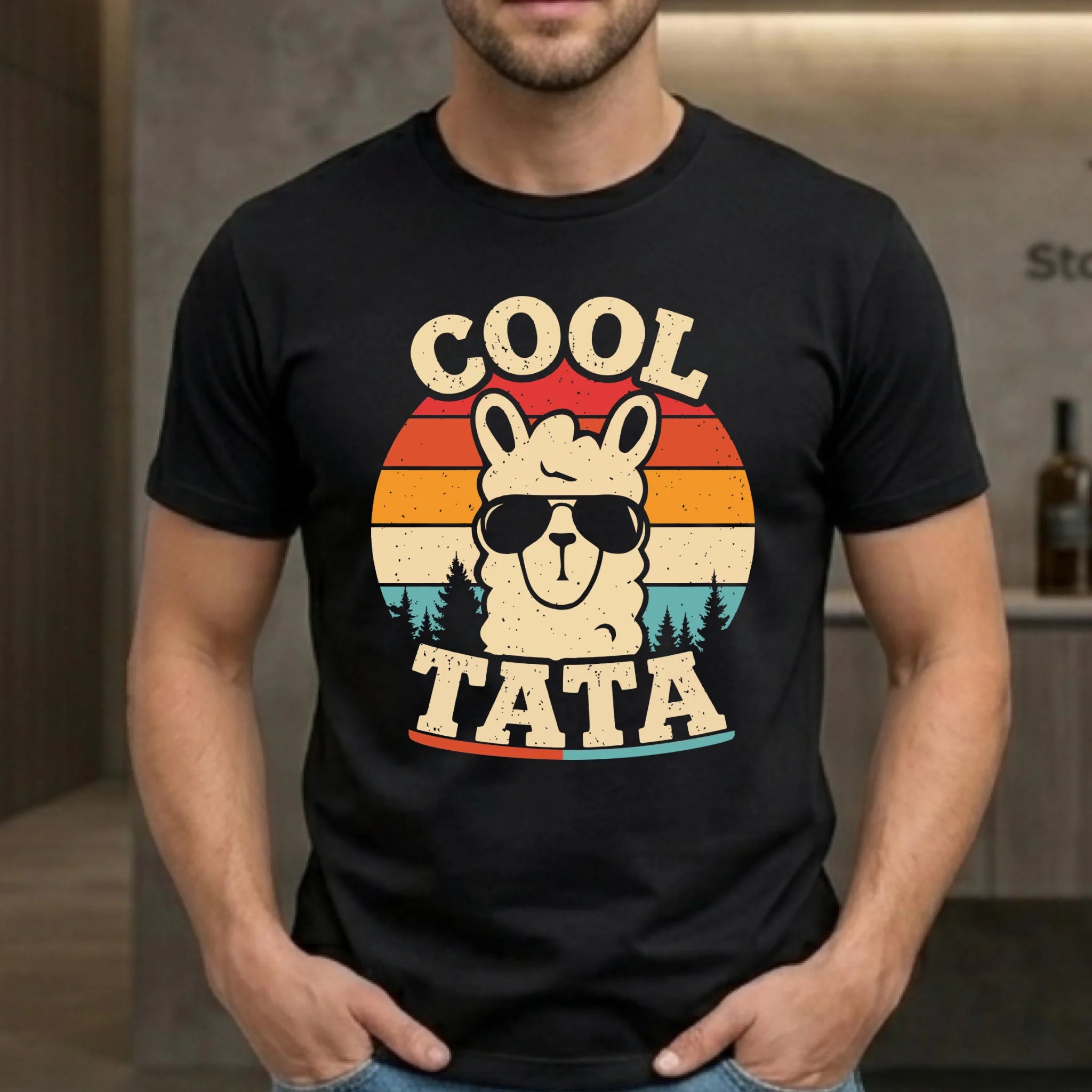 Koszulka dla taty - Lama w okularach Cool tata DT04 - StoryCups.pl