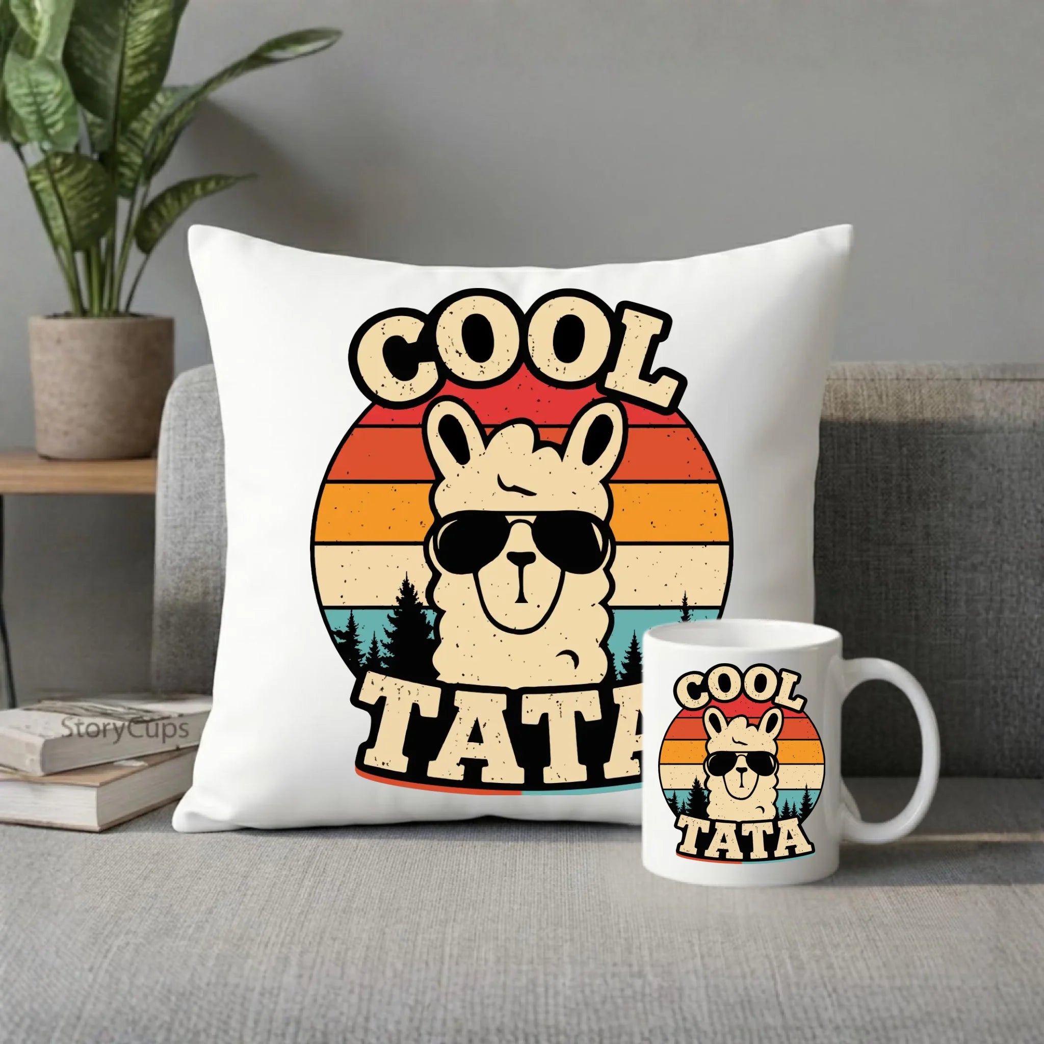 Zestaw poduszka i kubek dla taty - Lama w okularach Cool tata DT04 - StoryCups.pl