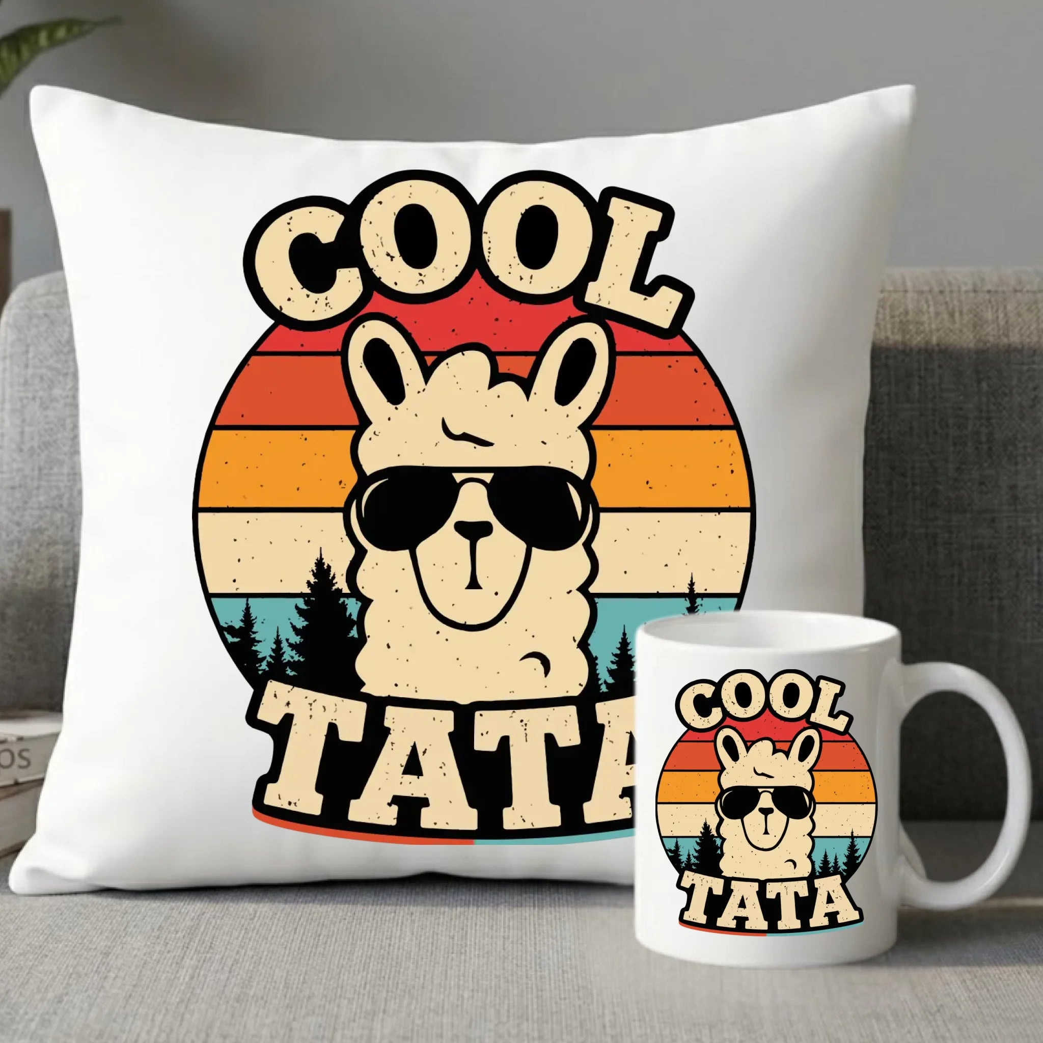 Zestaw poduszka i kubek dla taty - Lama w okularach Cool tata DT04 - StoryCups.pl