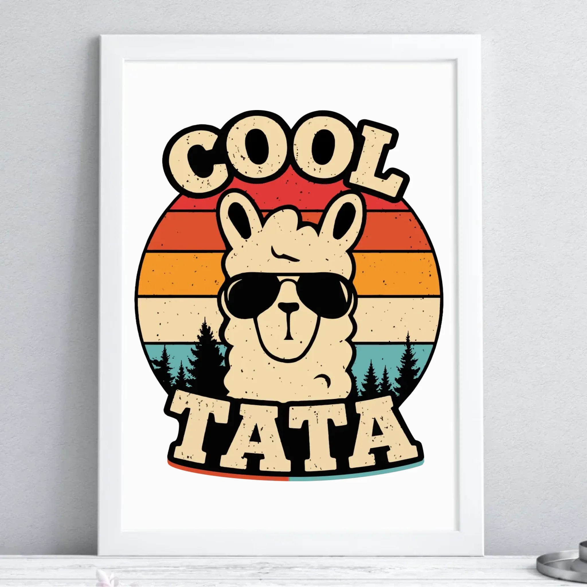 Plakat w ramie dla taty - Lama w okularach Cool tata DT04 - StoryCups.pl