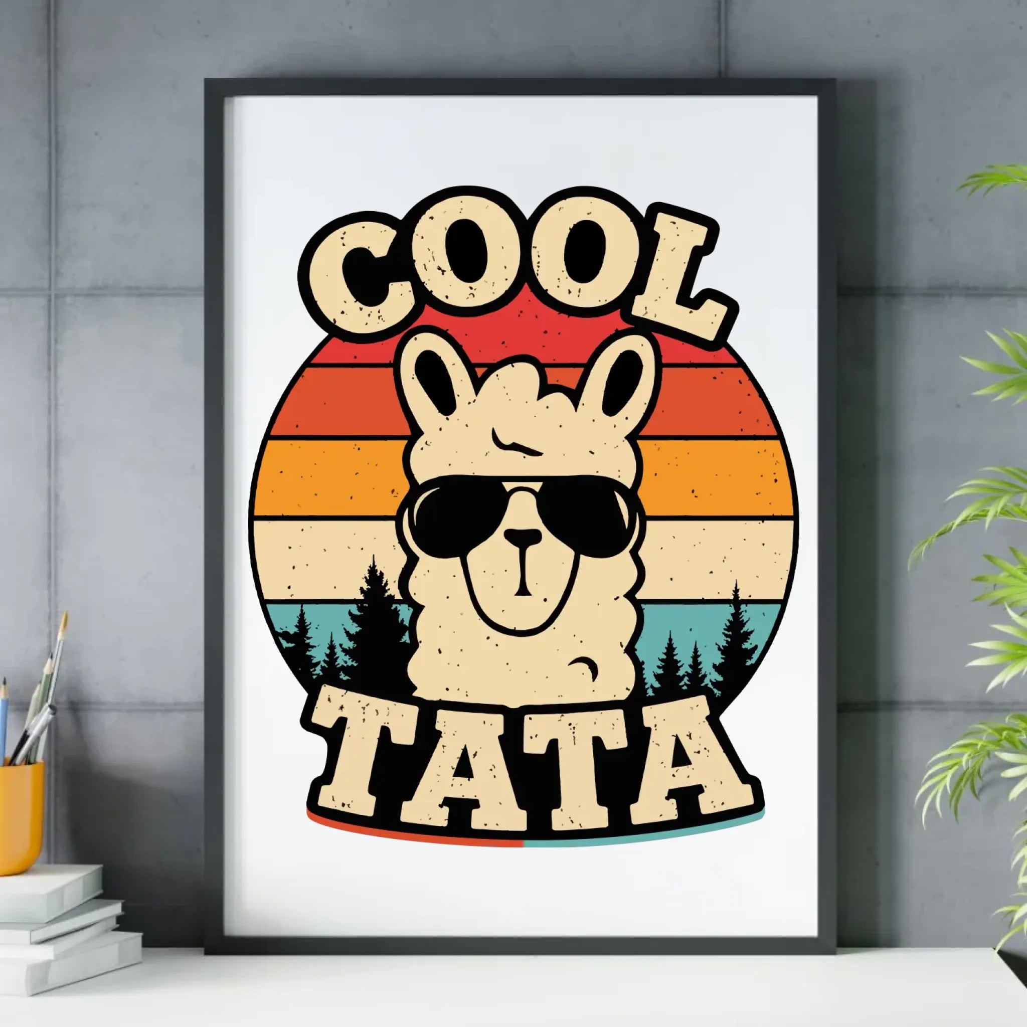 Plakat w ramie dla taty - Lama w okularach Cool tata DT04 - StoryCups.pl