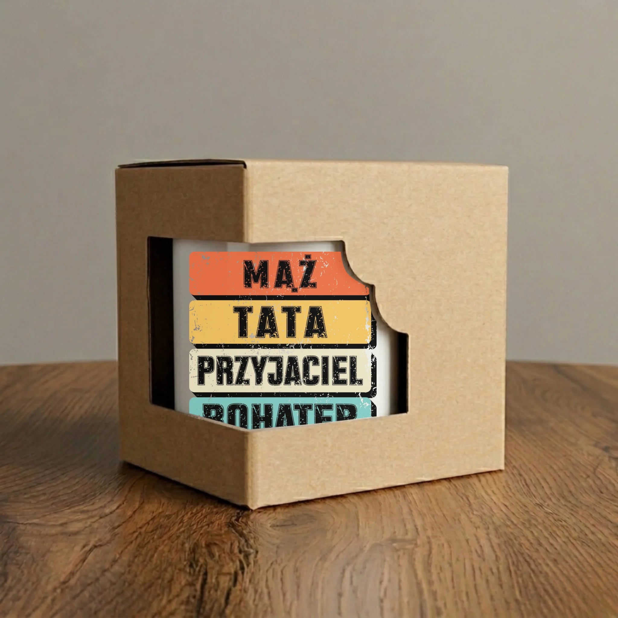 Kubek dla taty - Mąż Tata Przyjaciel Bohater DT05 - StoryCups.pl