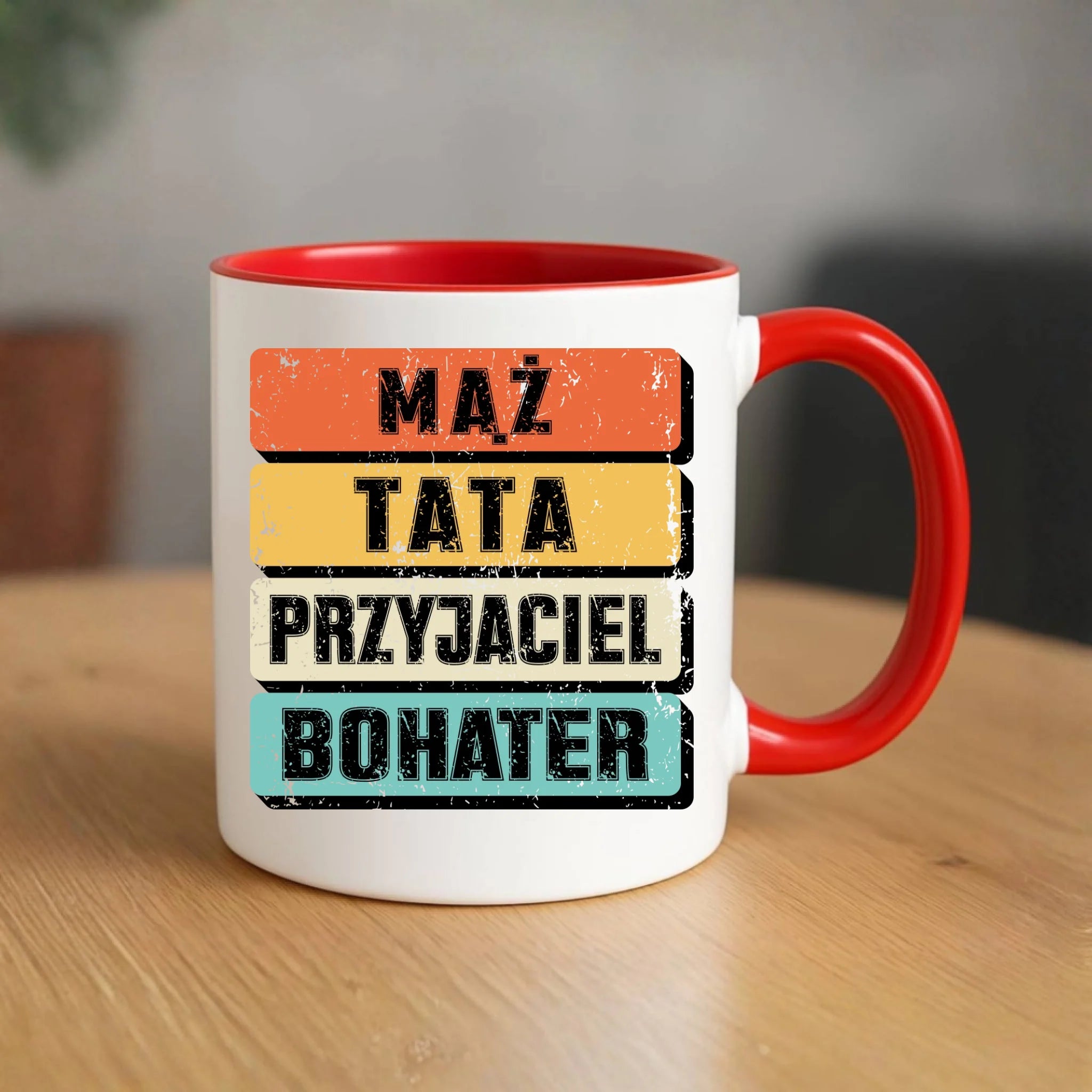 Kubek dla taty - Mąż Tata Przyjaciel Bohater DT05 - StoryCups.pl