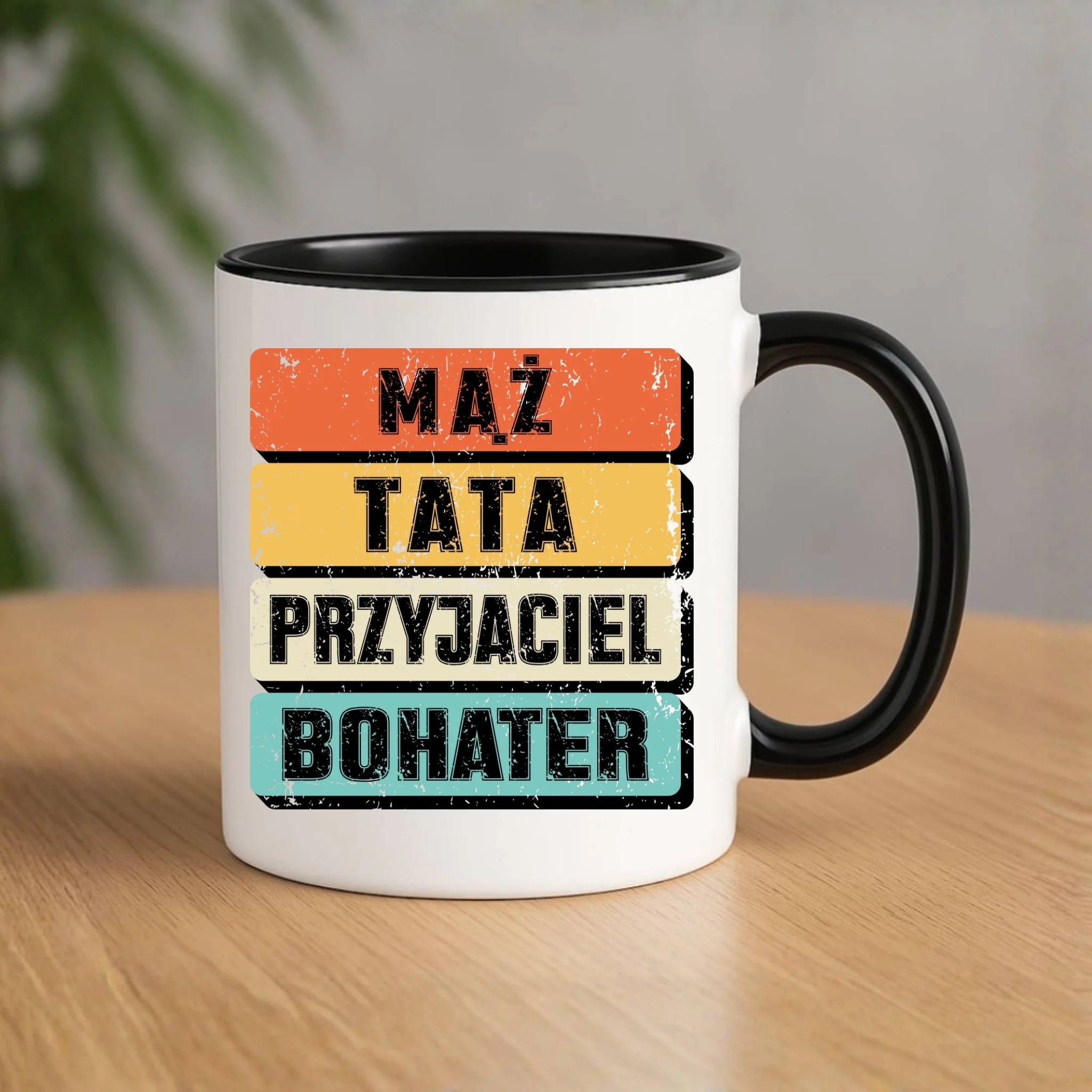 Kubek dla taty - Mąż Tata Przyjaciel Bohater DT05 - StoryCups.pl