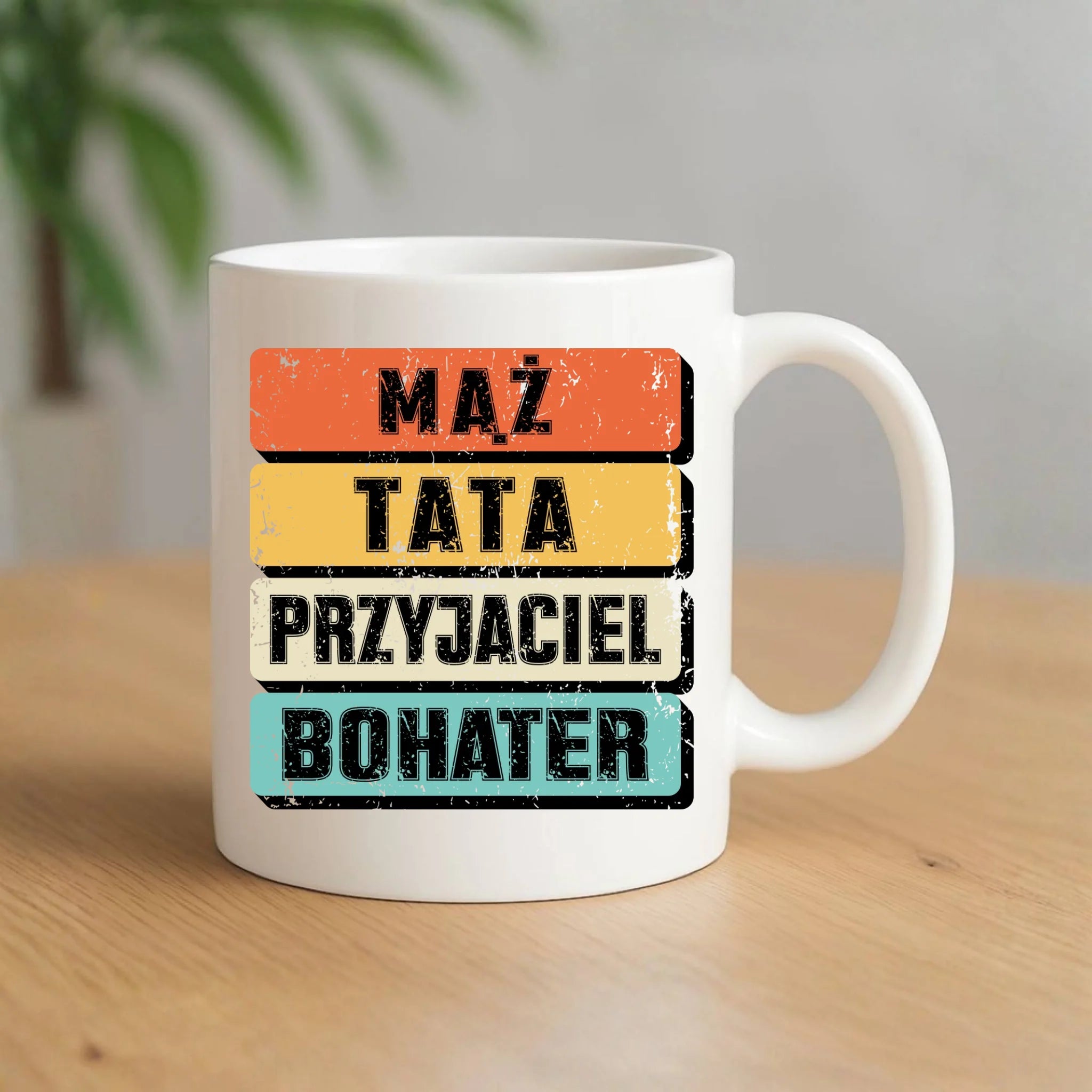 Kubek dla taty - Mąż Tata Przyjaciel Bohater DT05 - StoryCups.pl