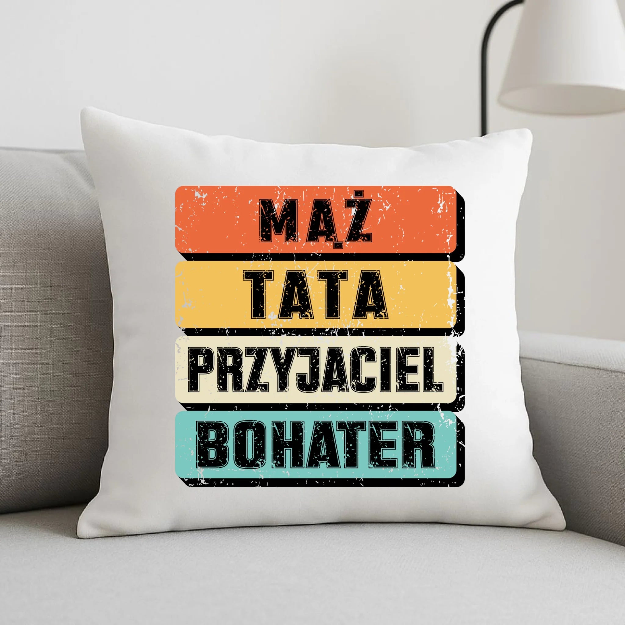 Poduszka dla taty - Mąż Tata Przyjaciel Bohater DT05 - StoryCups.pl
