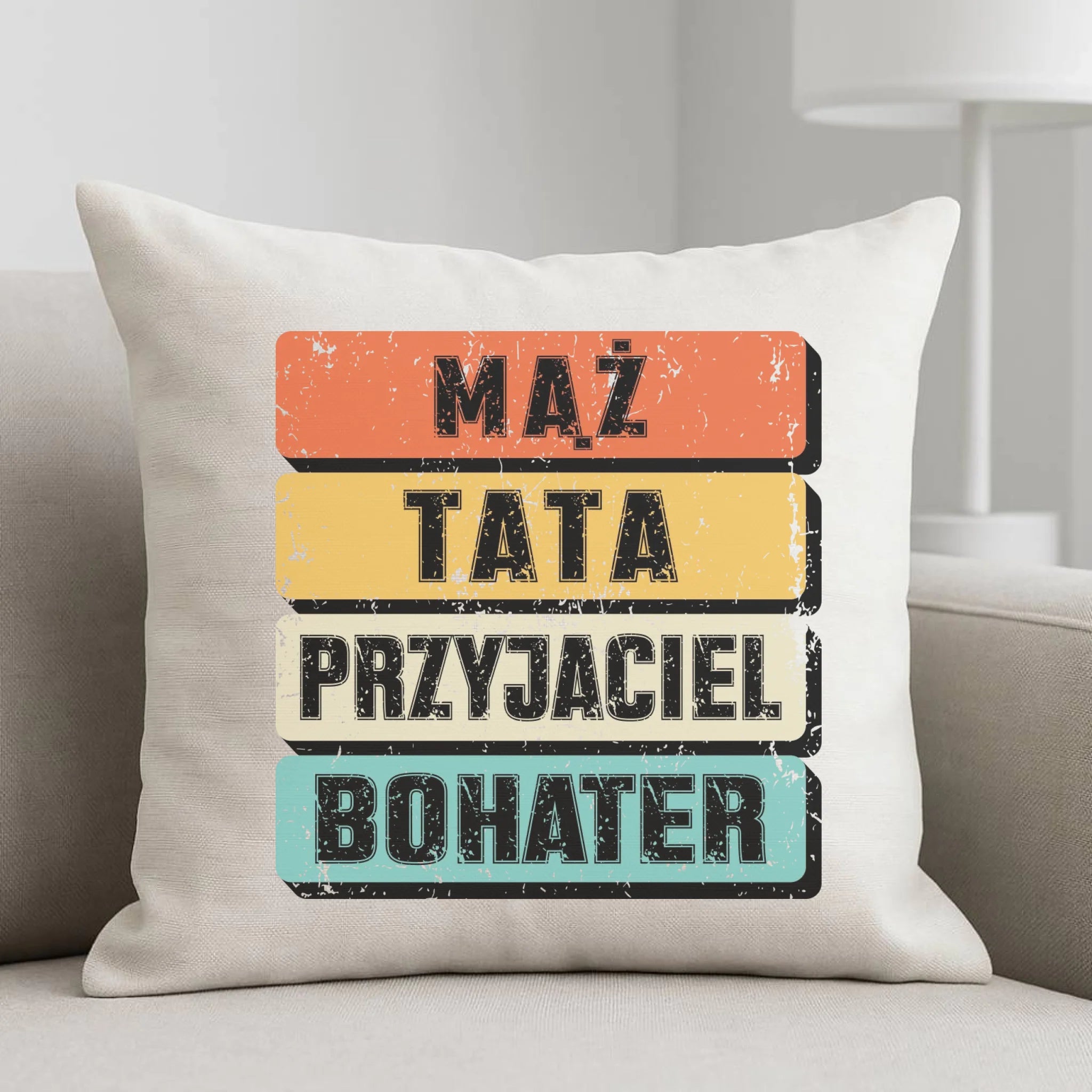Poduszka dla taty - Mąż Tata Przyjaciel Bohater DT05 - StoryCups.pl