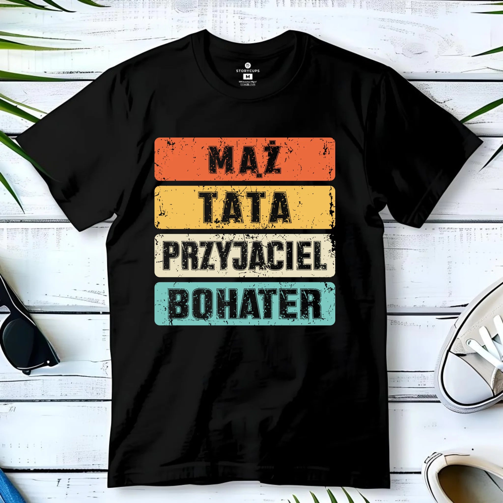 Koszulka dla taty - Mąż Tata Przyjaciel Bohater DT05 - StoryCups.pl