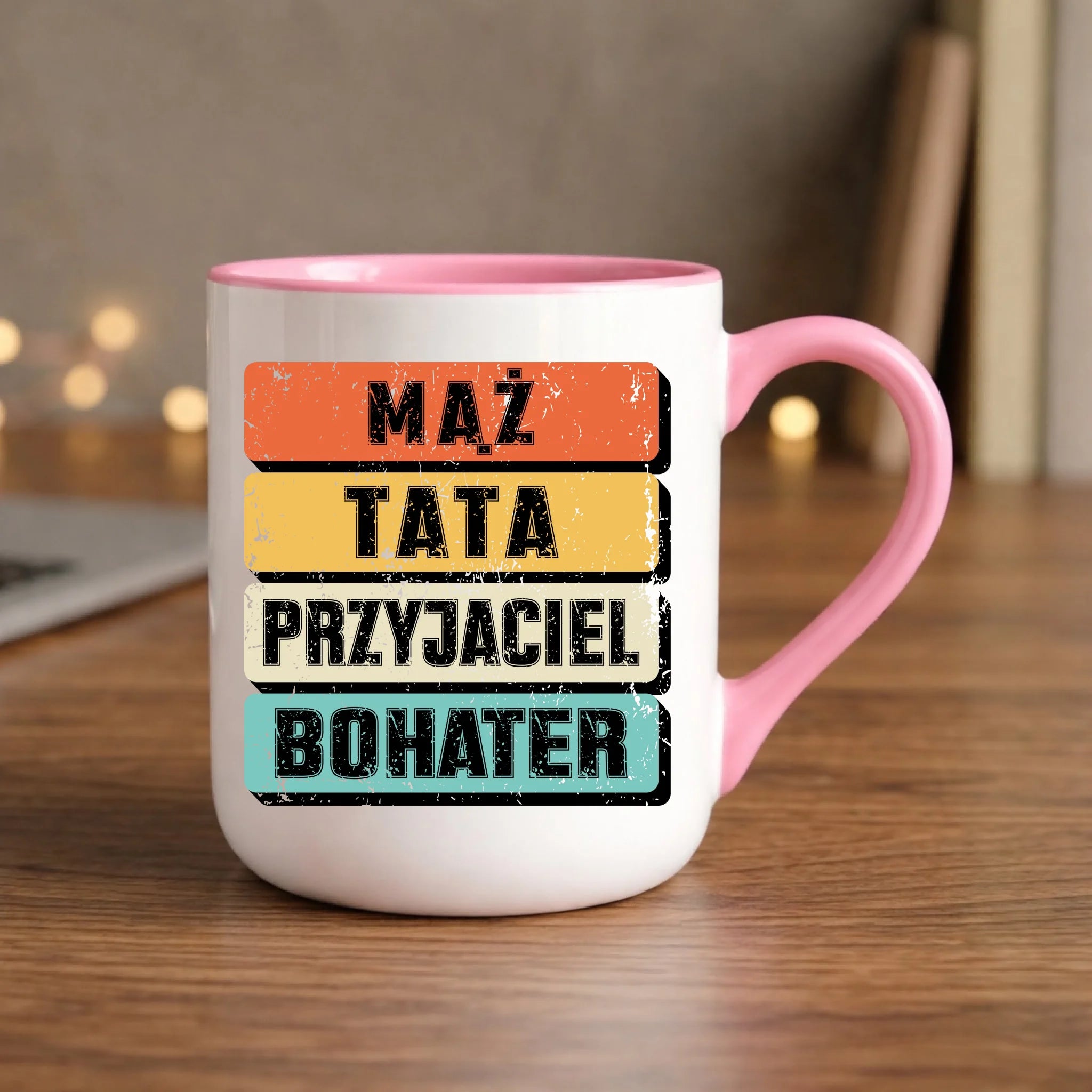 Kubek elegant dla taty - Mąż Tata Przyjaciel Bohater DT05 - StoryCups.pl