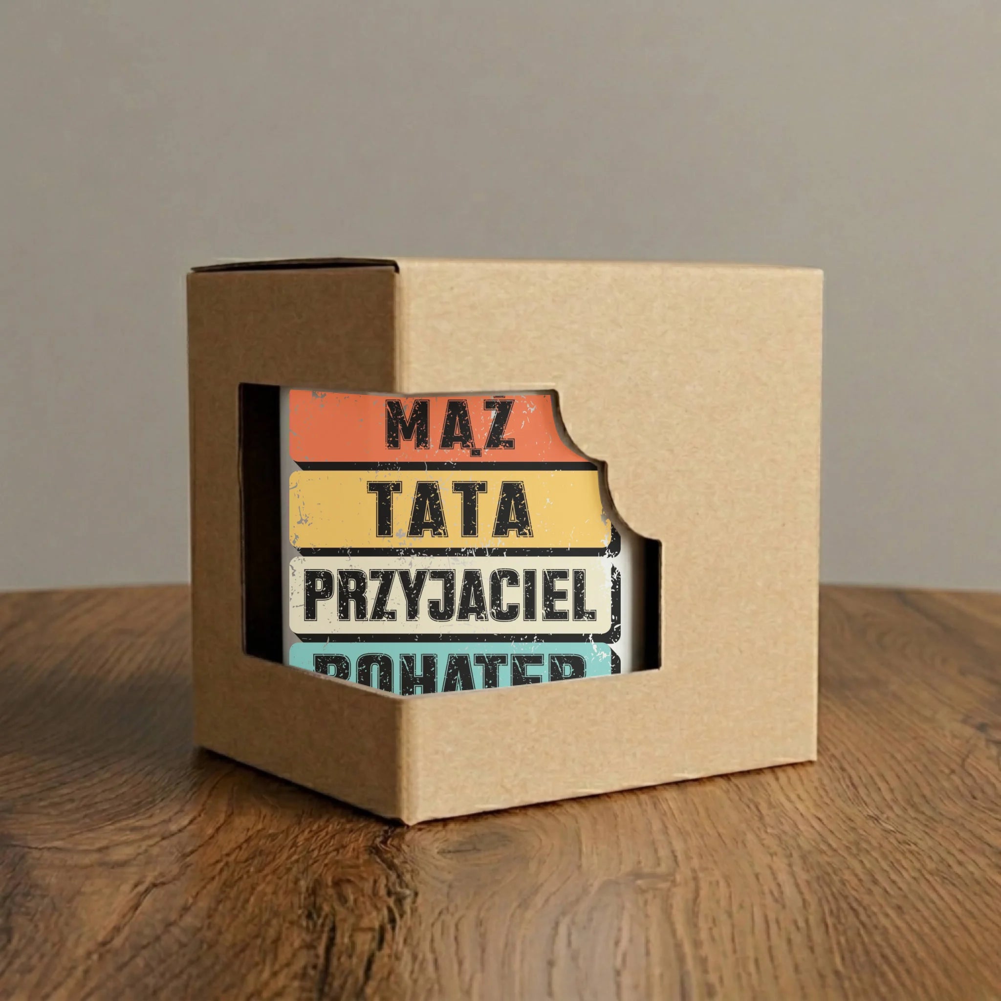 Kubek elegant dla taty - Mąż Tata Przyjaciel Bohater DT05 - StoryCups.pl