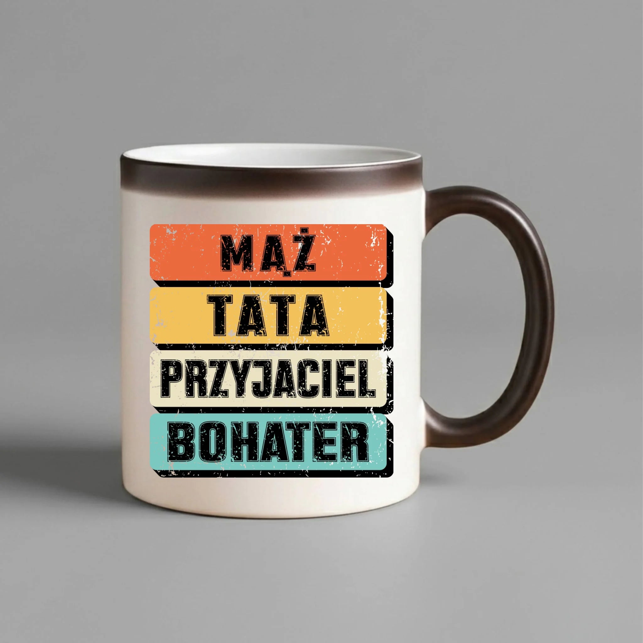 Kubek magiczny dla taty - Mąż Tata Przyjaciel Bohater DT05 - StoryCups.pl