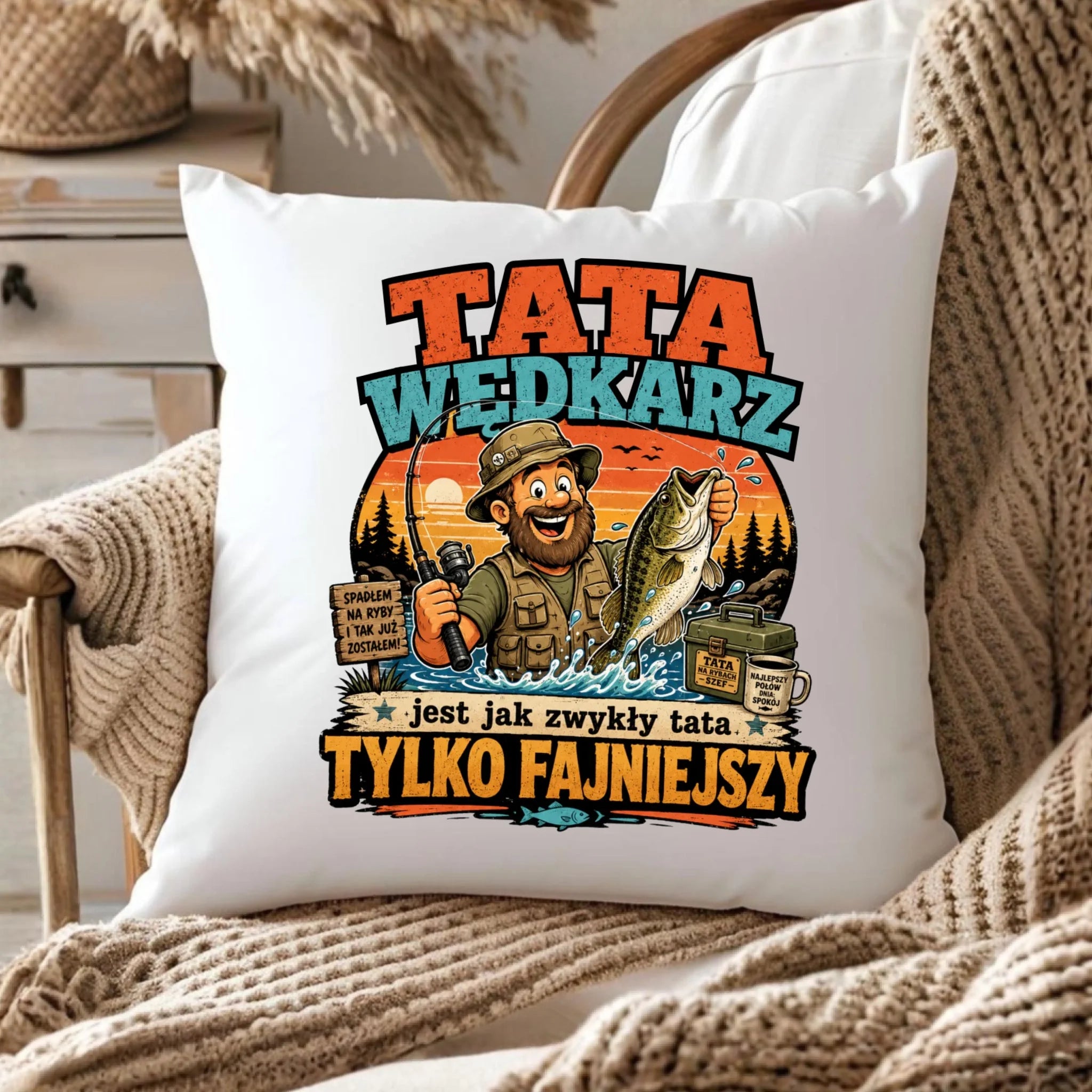 Poduszka dla taty wędkarza - Tata wędkarz DT06 - StoryCups.pl