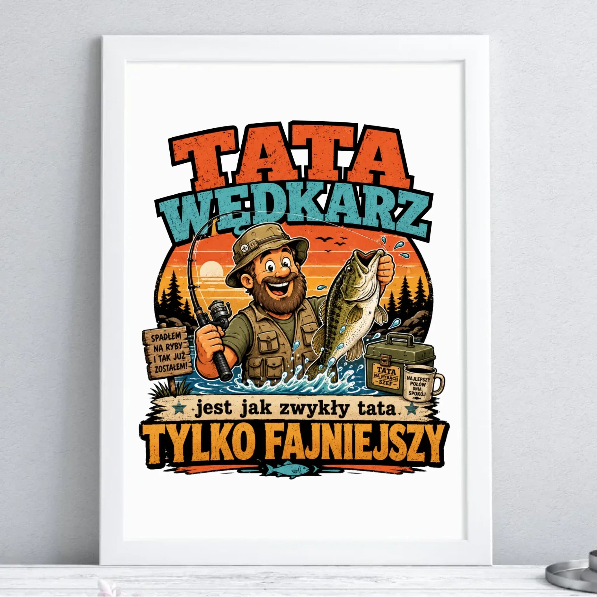 Plakat w ramie dla taty wędkarza - Tata wędkarz DT06 - StoryCups.pl