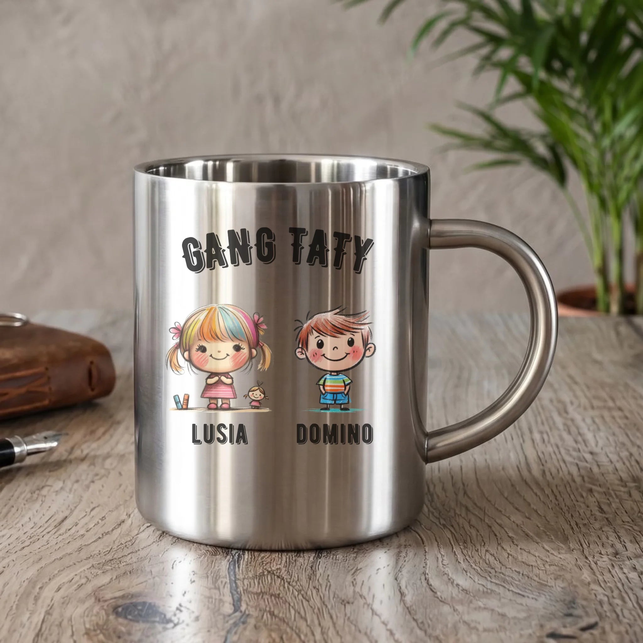 Kubek turystyczny dla taty z imionami dzieci - Gang taty - personalizowany DT09 - StoryCups.pl