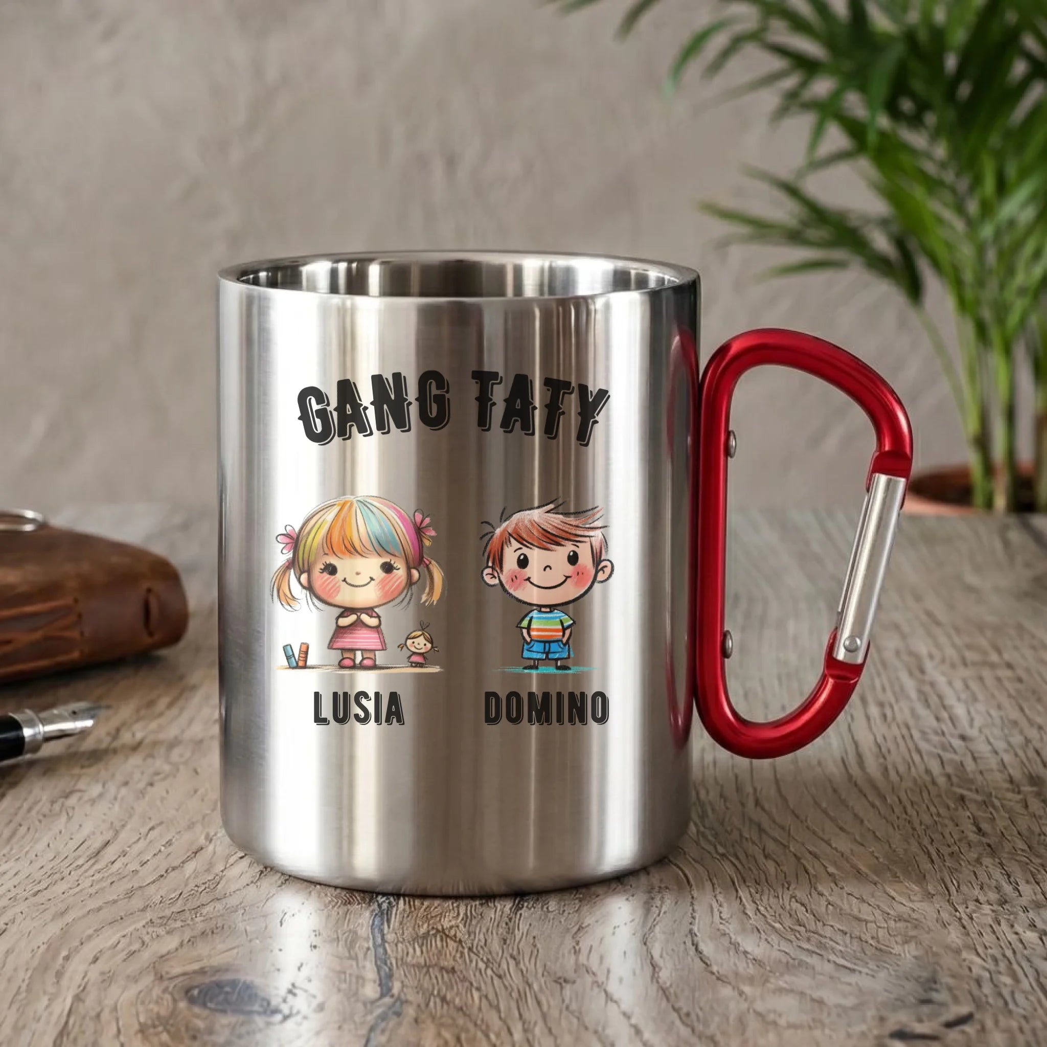 Kubek turystyczny dla taty z imionami dzieci - Gang taty - personalizowany DT09 - StoryCups.pl