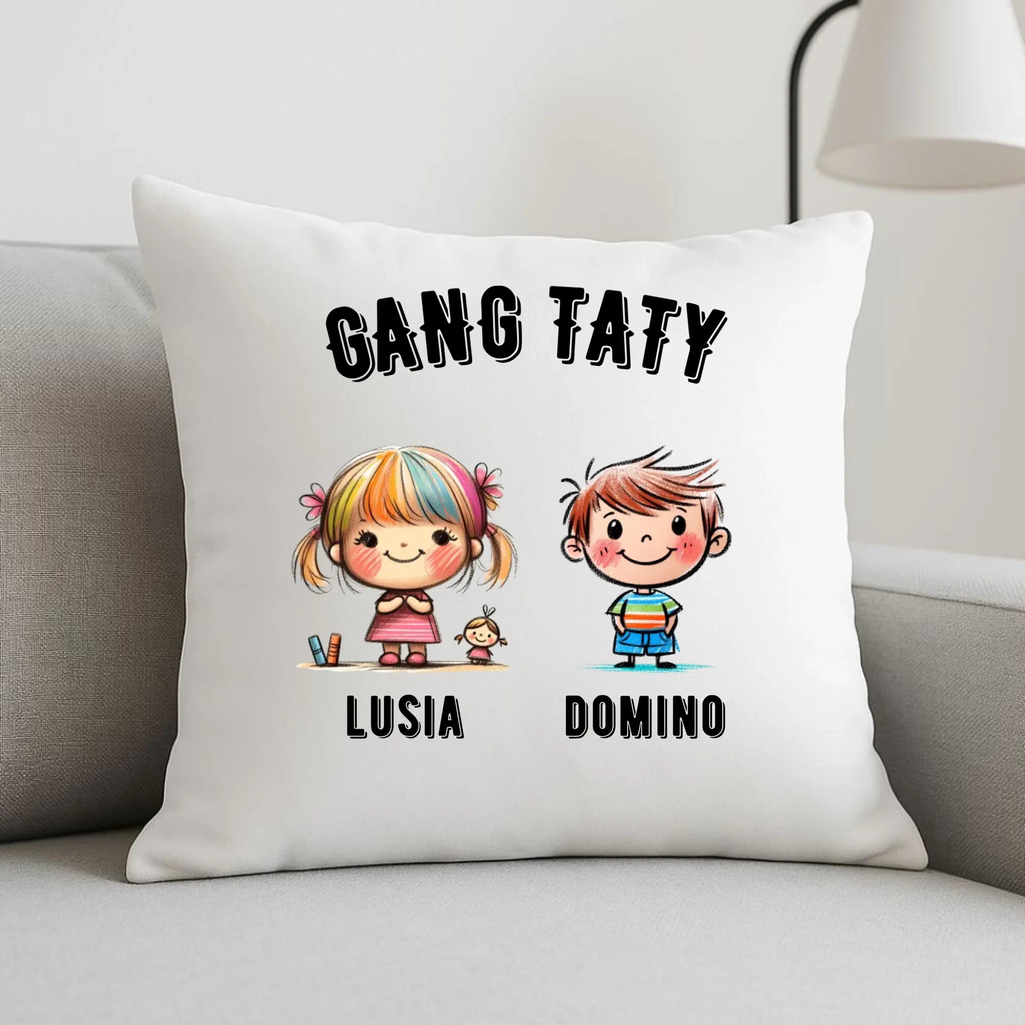 Poduszka dla taty z imionami dzieci - Gang taty - personalizowana DT09 - StoryCups.pl