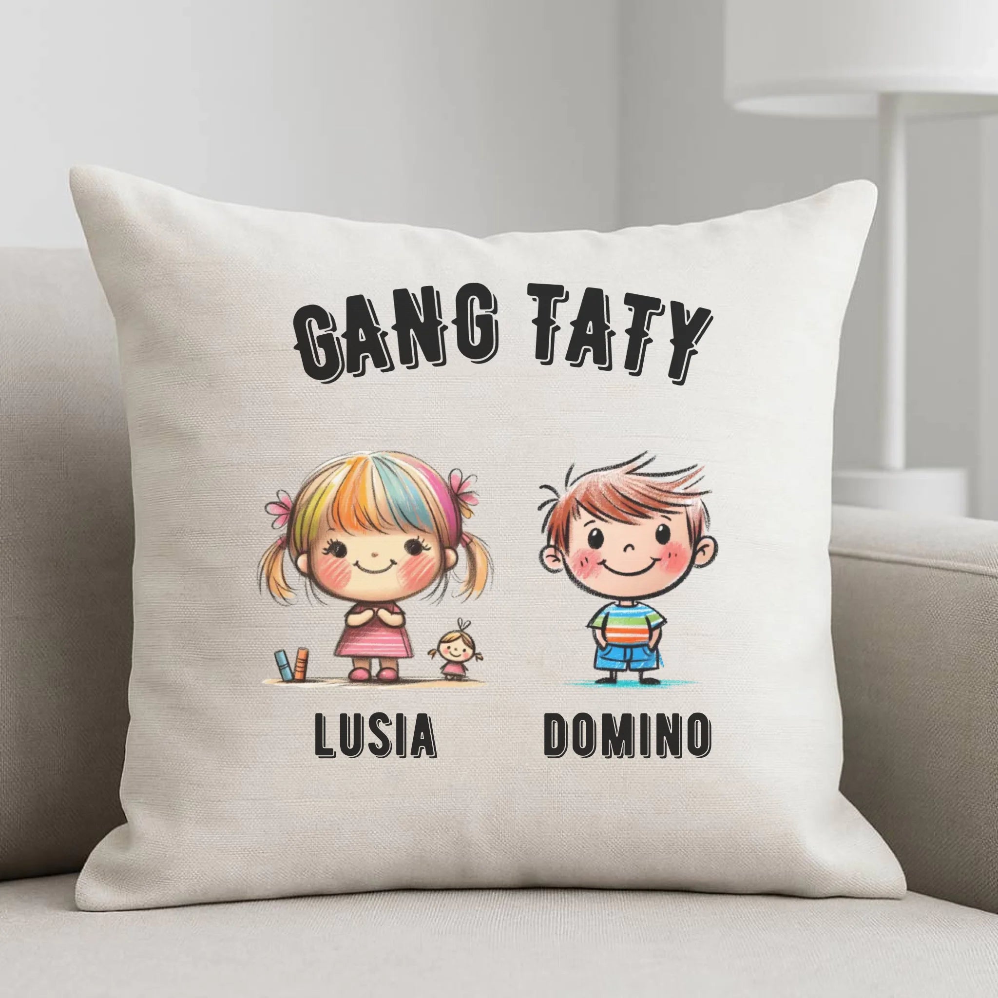 Poduszka dla taty z imionami dzieci - Gang taty - personalizowana DT09 - StoryCups.pl